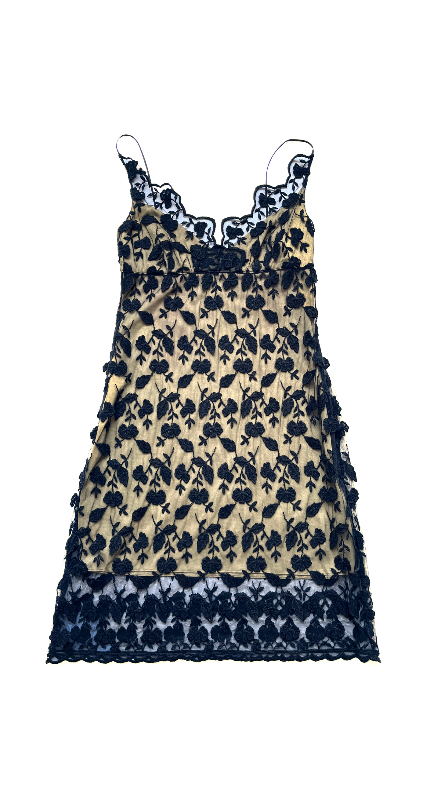 Lolita Lempicka ~ 1990s Black Floral Embroidery Dress