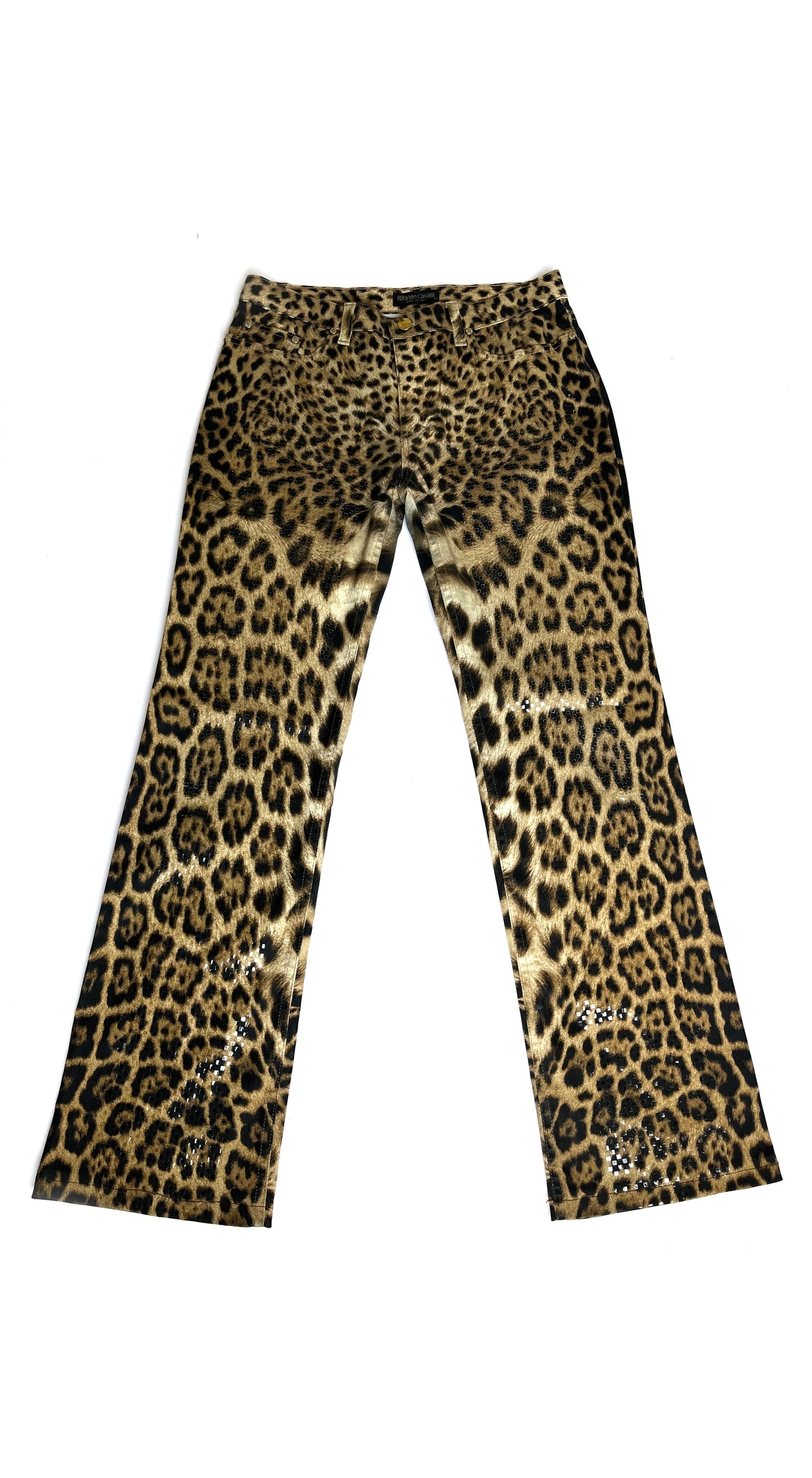 Roberto Cavalli ~ 90s Vintage Sequins Leopard Print Pants