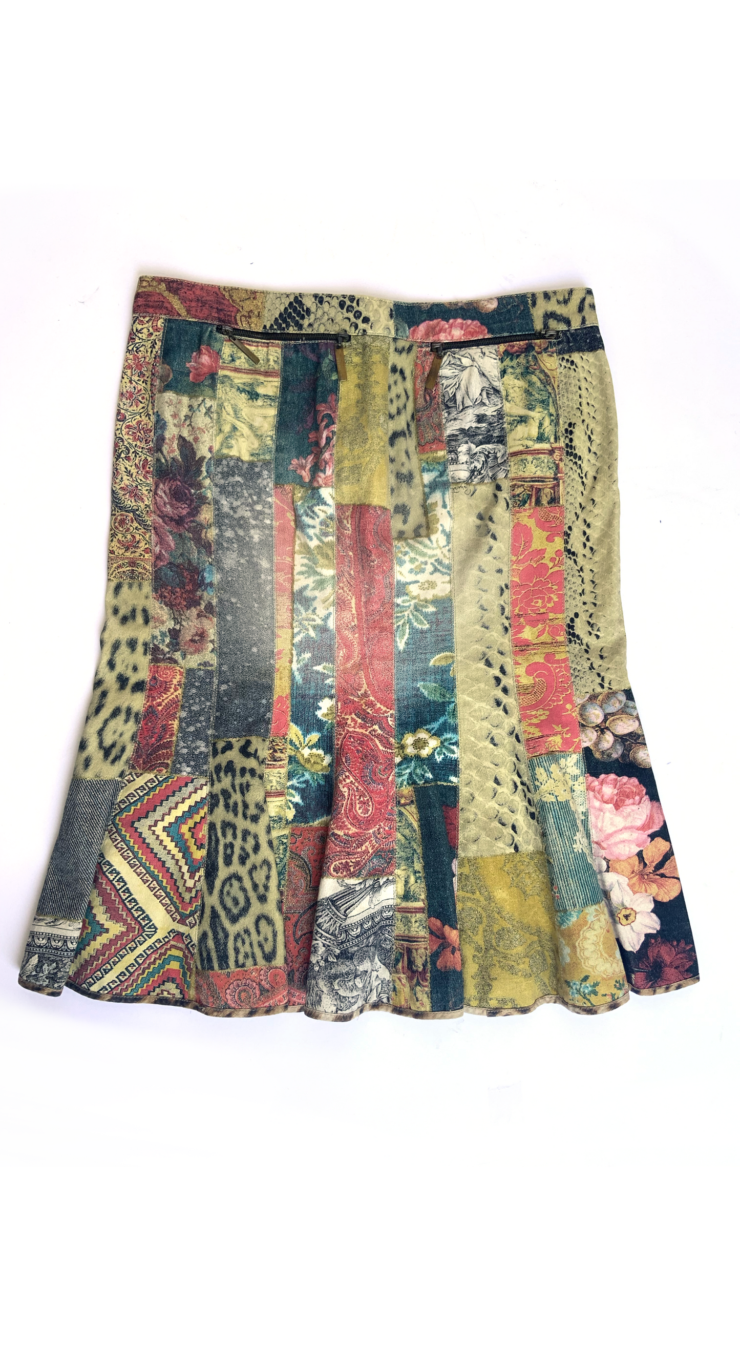 Roberto Cavalli ~ F/W 2002 Denim Patchwork Midi Skirt