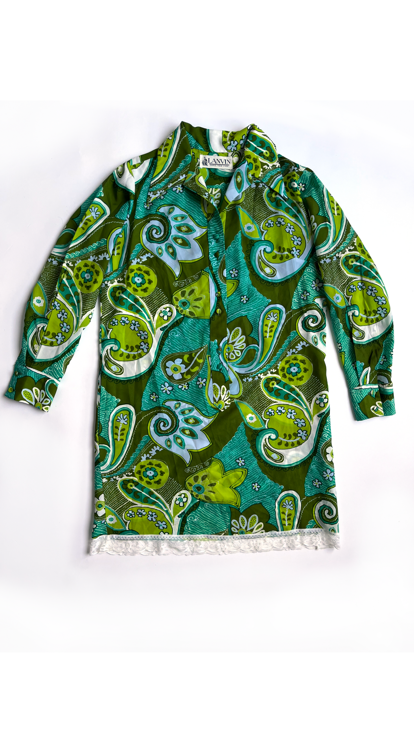 Lanvin ~ 1970s Vintage Paisley Flower Dress