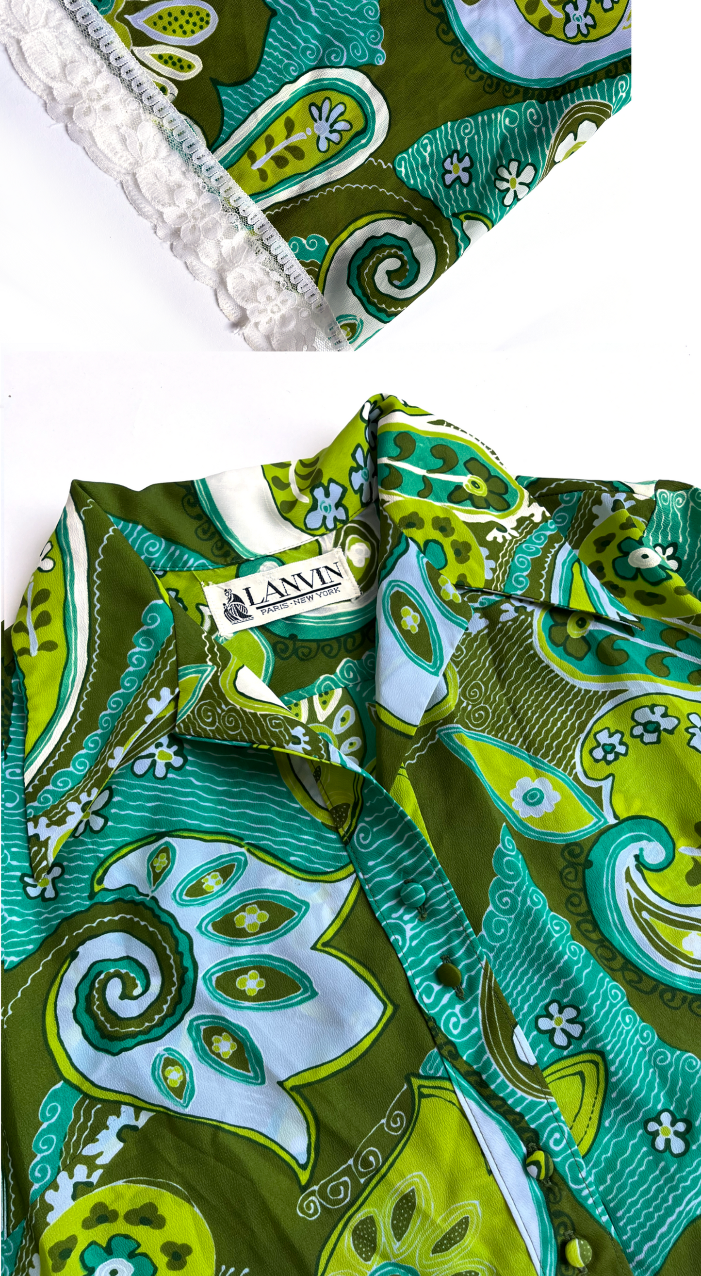 Lanvin ~ 1970s Vintage Paisley Flower Dress