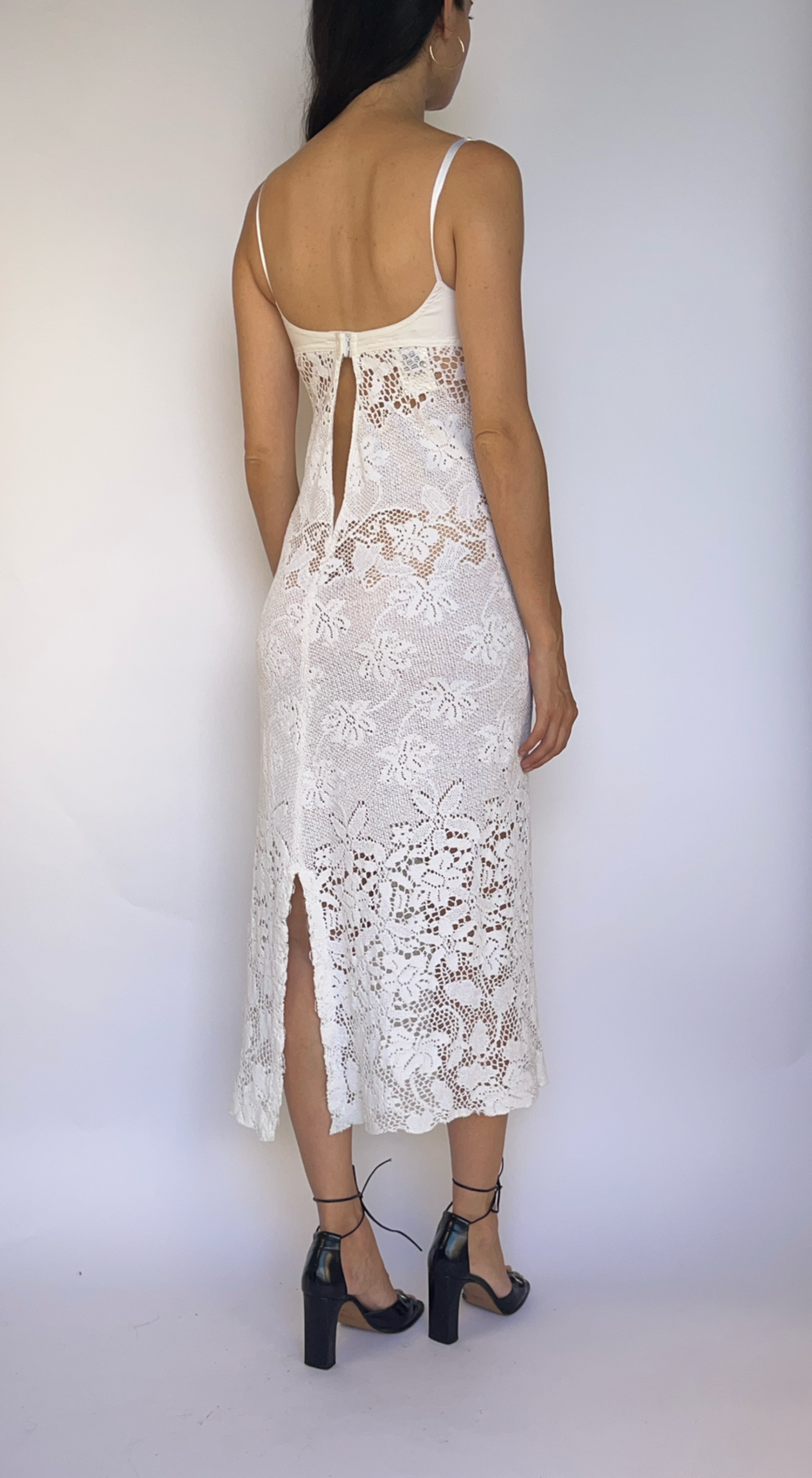 Dolce & Gabbana 2000s White Floral Bustier Crochet Dress
