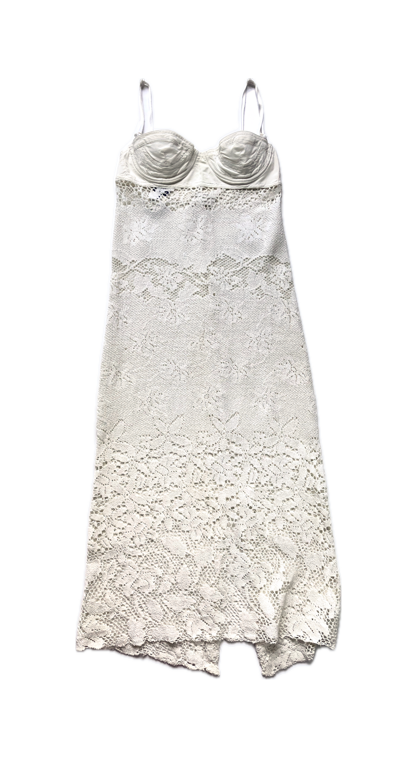 Dolce & Gabbana 2000s White Floral Bustier Crochet Dress