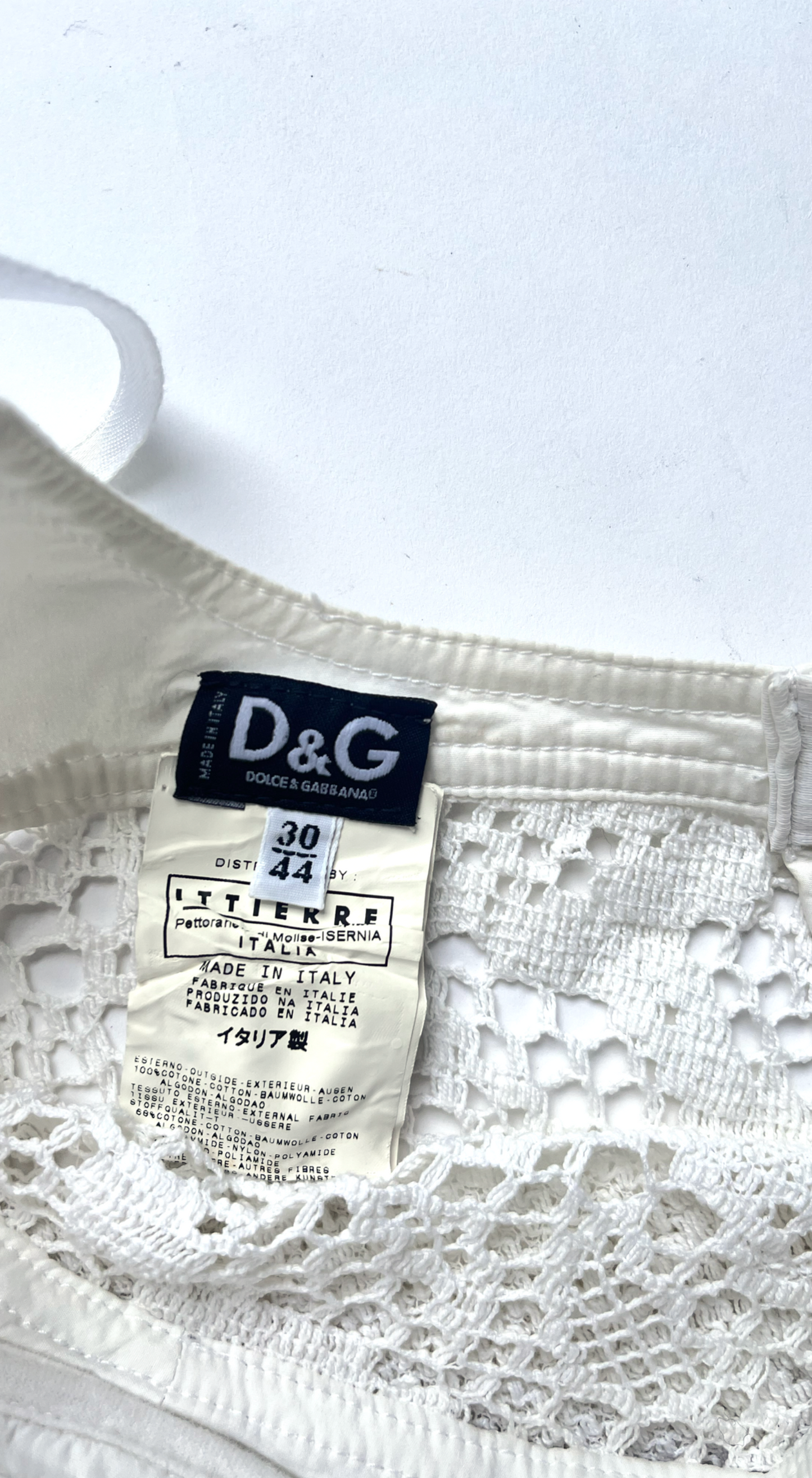 Dolce & Gabbana 2000s White Floral Bustier Crochet Dress