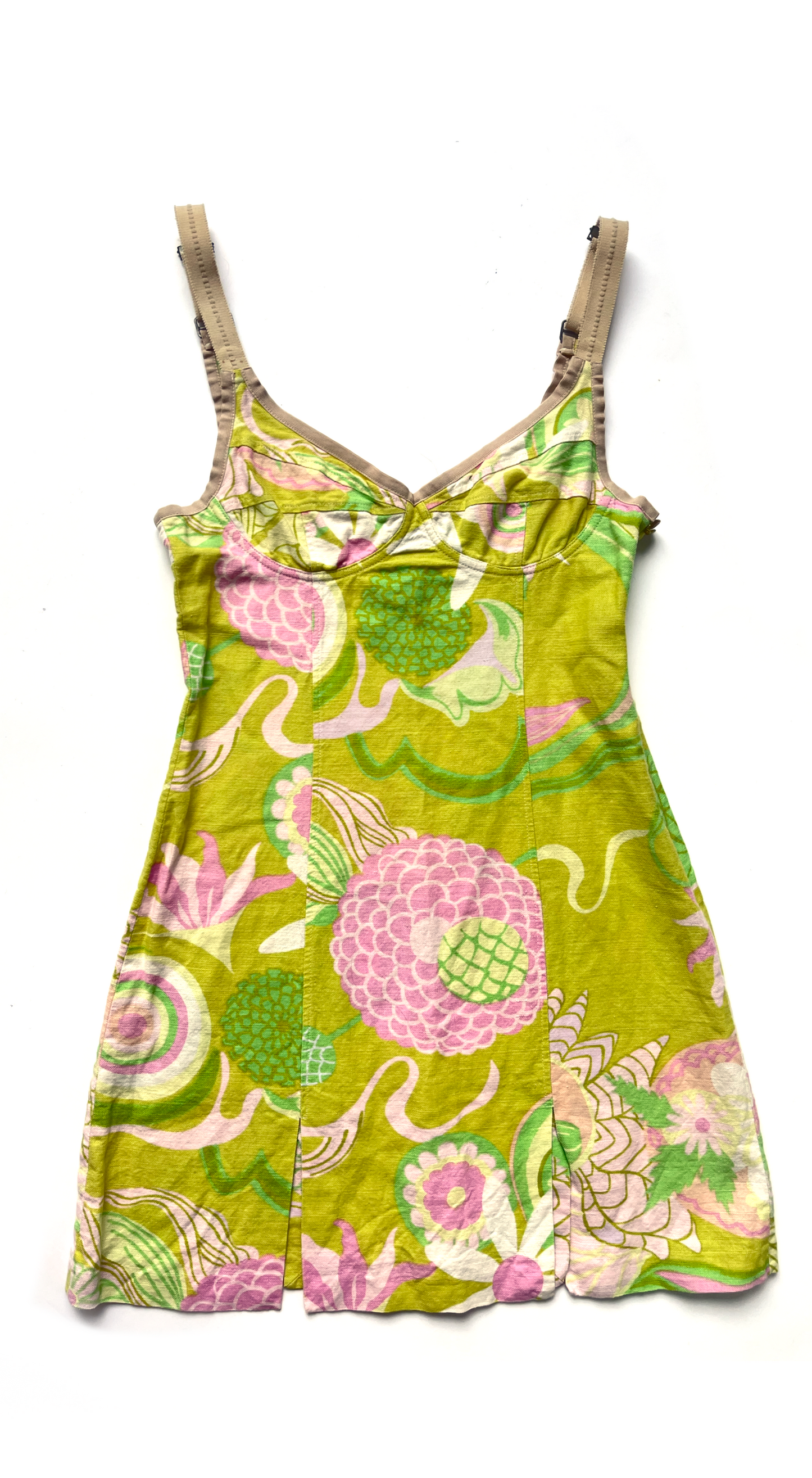 Dolce & Gabbana ~ SS 2004 Floral Abstract Green Bustier Dress