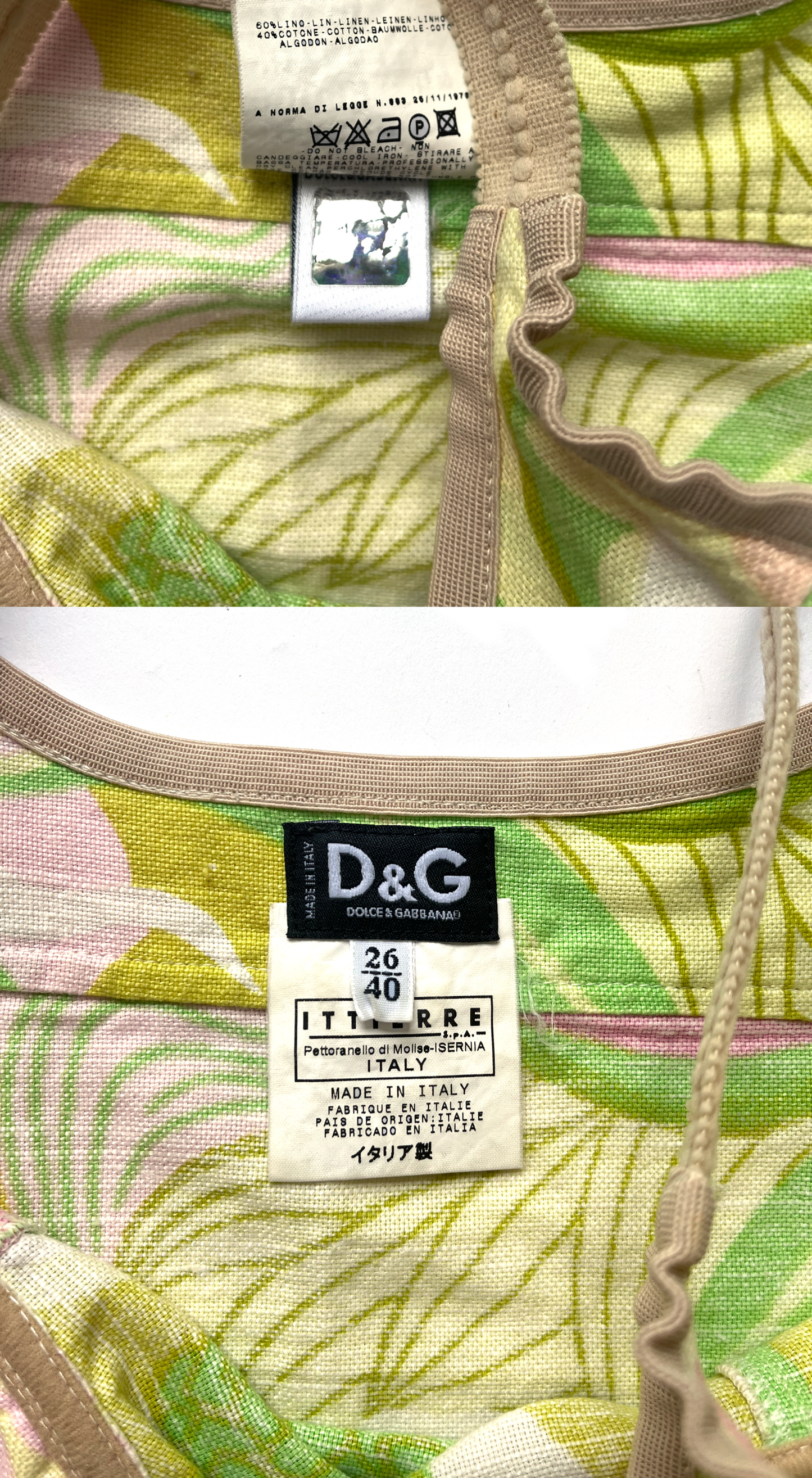 Dolce & Gabbana ~ SS 2004 Floral Abstract Green Bustier Dress