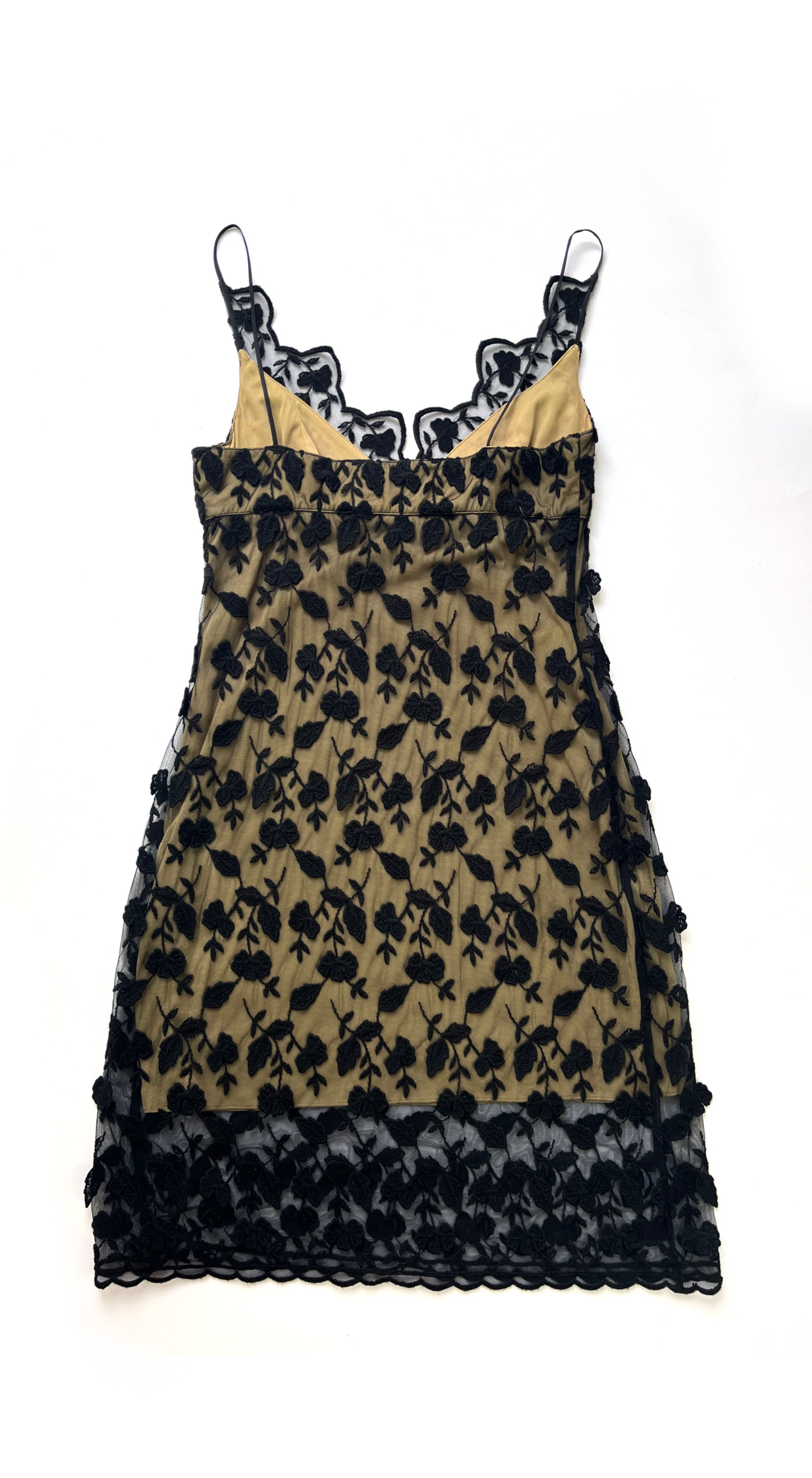 Lolita Lempicka ~ 1990s Black Floral Embroidery Dress
