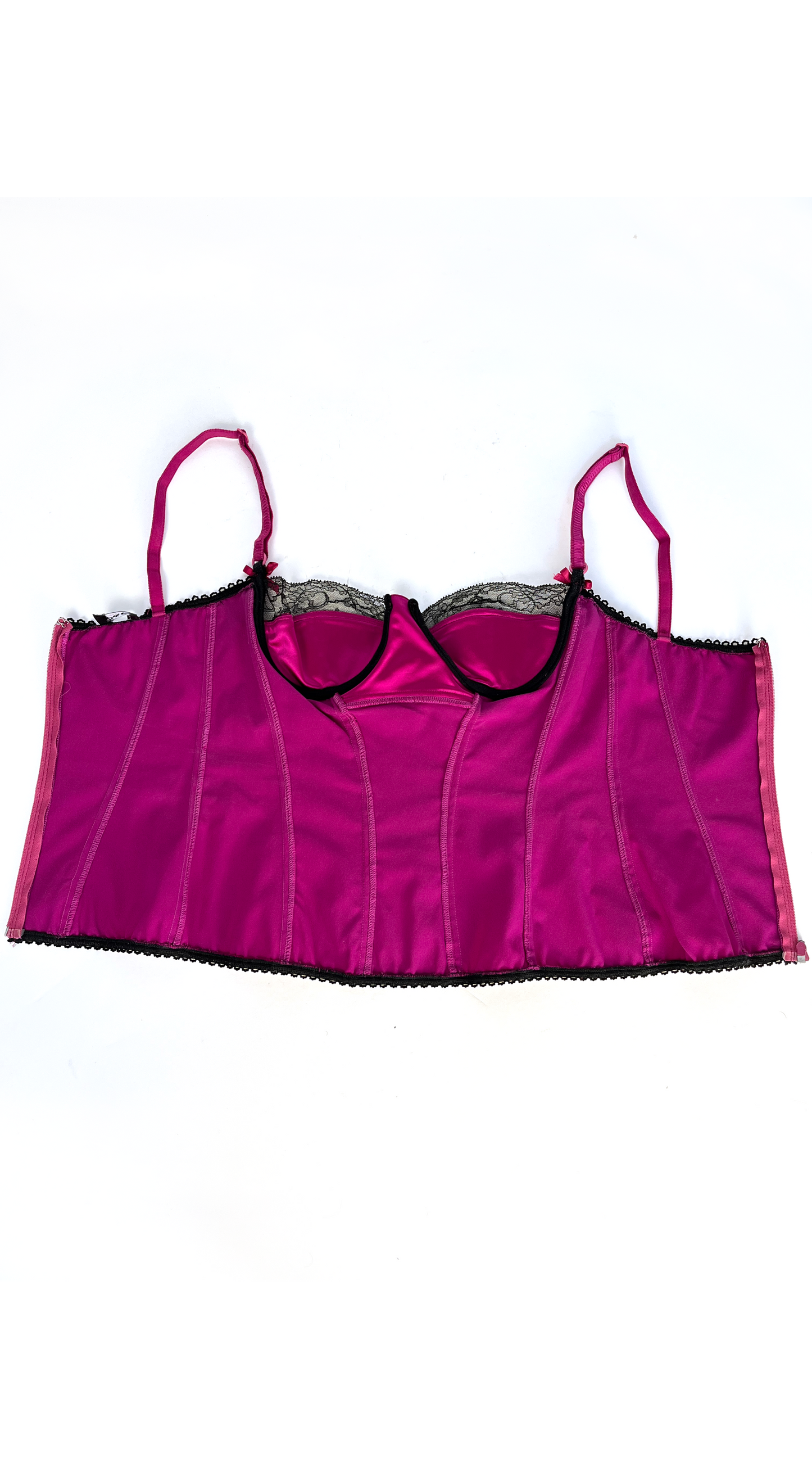 Dolce & Gabbana ~ Y2K Pink Satin Corset with Black Lace