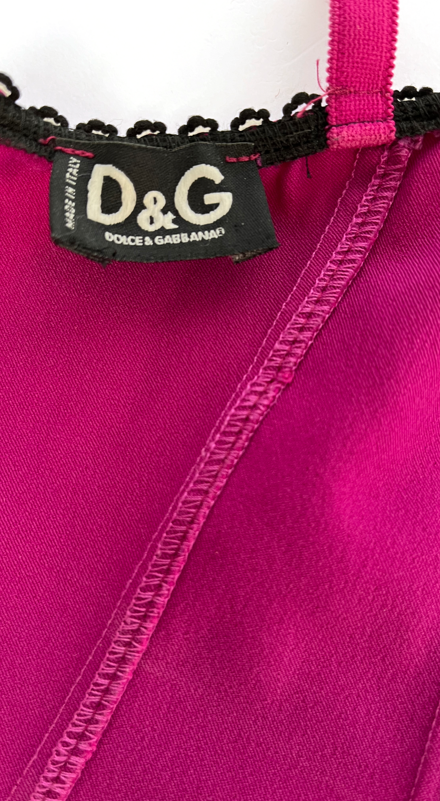 Dolce & Gabbana ~ Y2K Pink Satin Corset with Black Lace