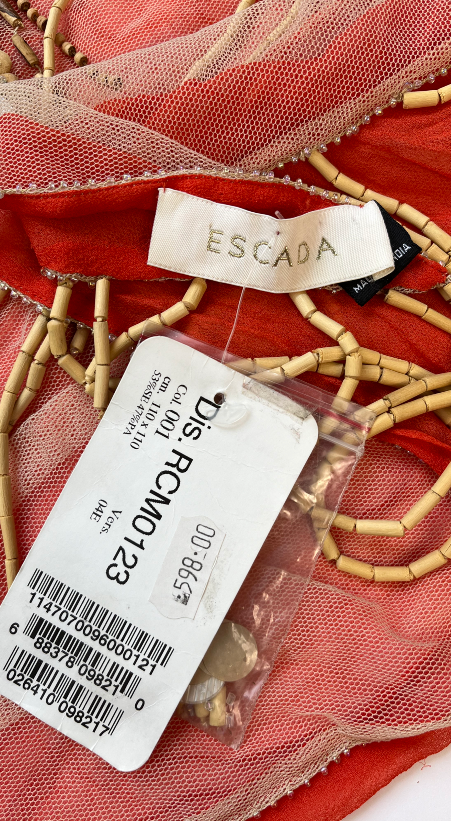 Escada Vintage ~ 2000s Beaded & Fringes Wrap Skirt