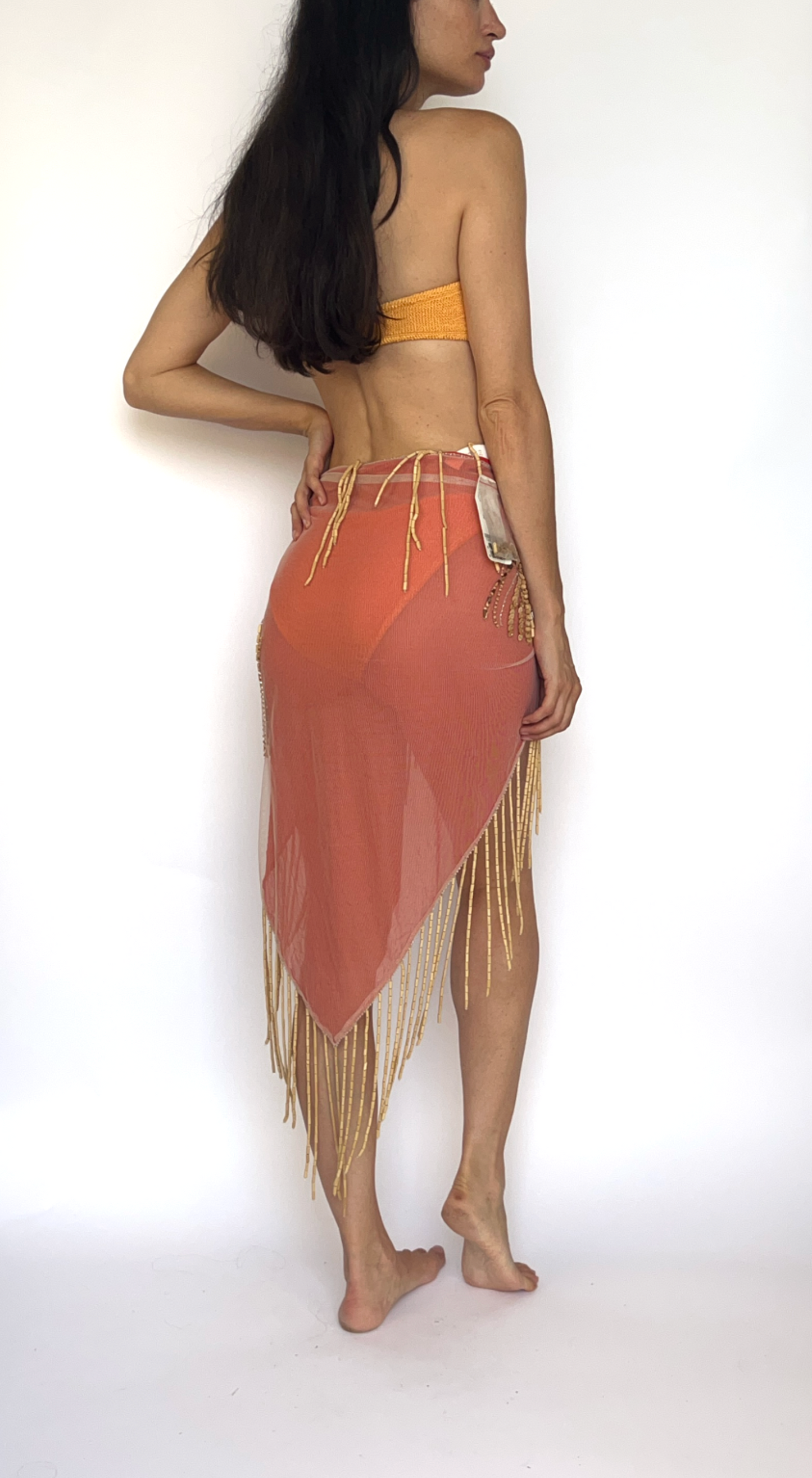 Escada Vintage ~ 2000s Beaded & Fringes Wrap Skirt