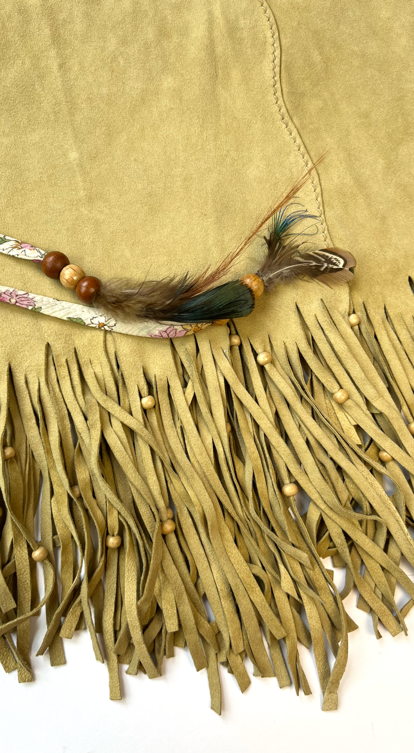Dolce & Gabbana ~ Vintage 2000s Beige Suede Skirt with Fringes