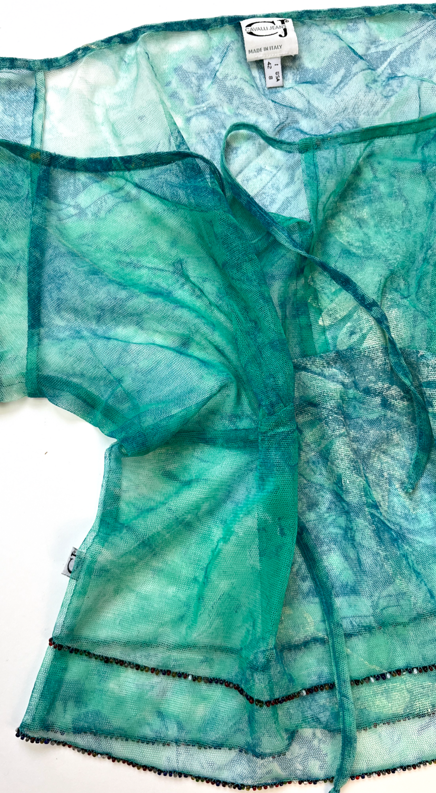 Roberto Cavalli Blue Co-ord Dye Print Mesh Beach Set
