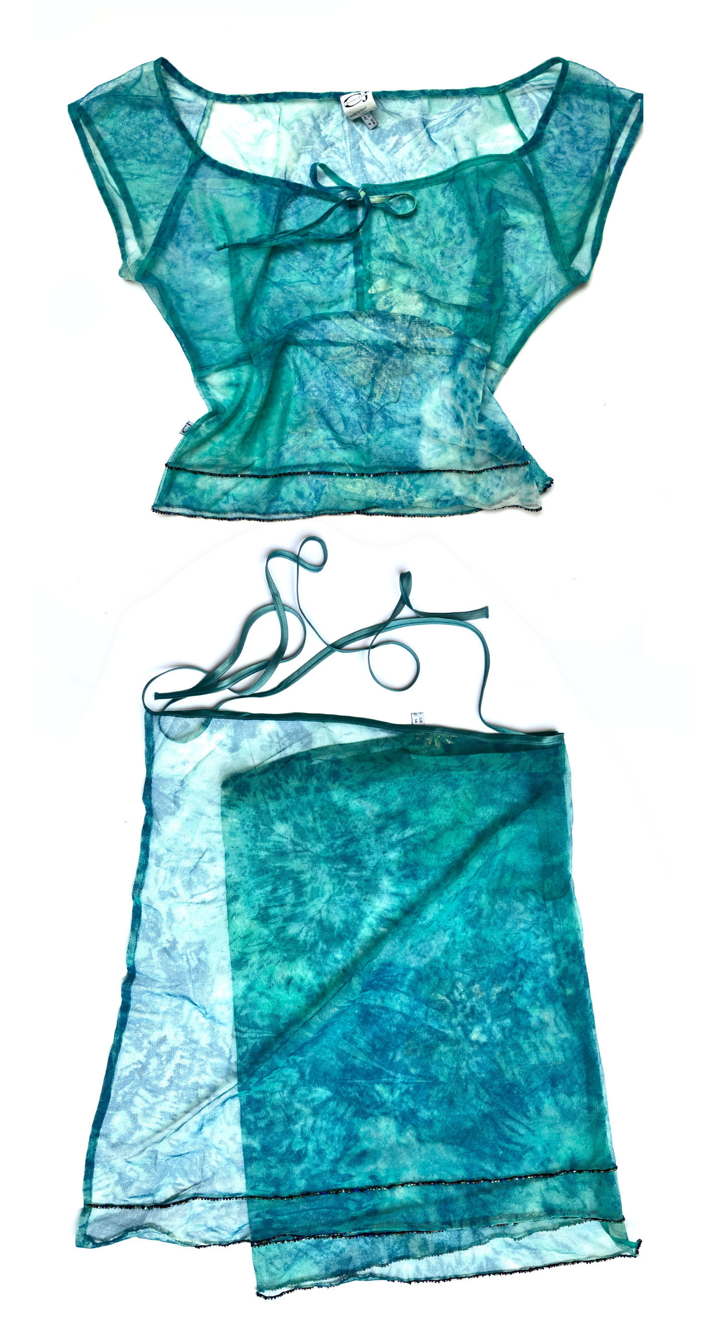 Roberto Cavalli Blue Co-ord Dye Print Mesh Beach Set