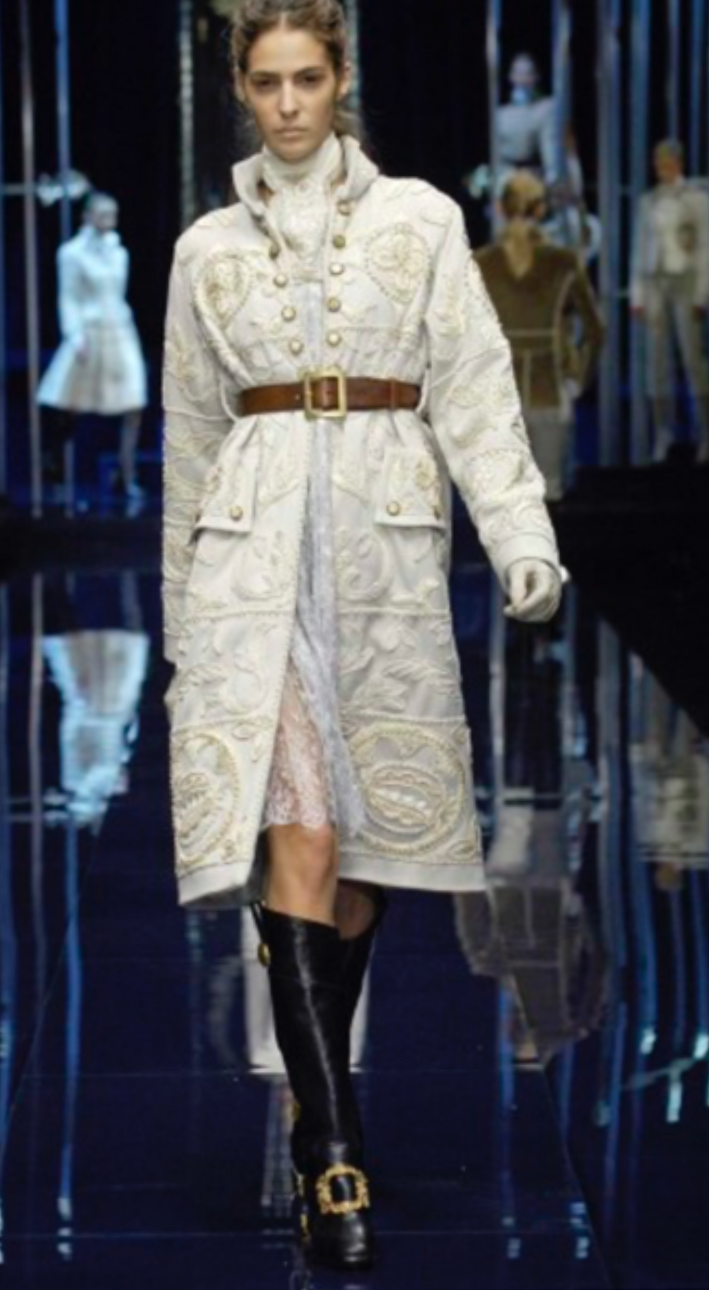 Dolce & Gabbana ~ Runway F/W 2006 Black Leather Boots With Gold Baroque Buckle
