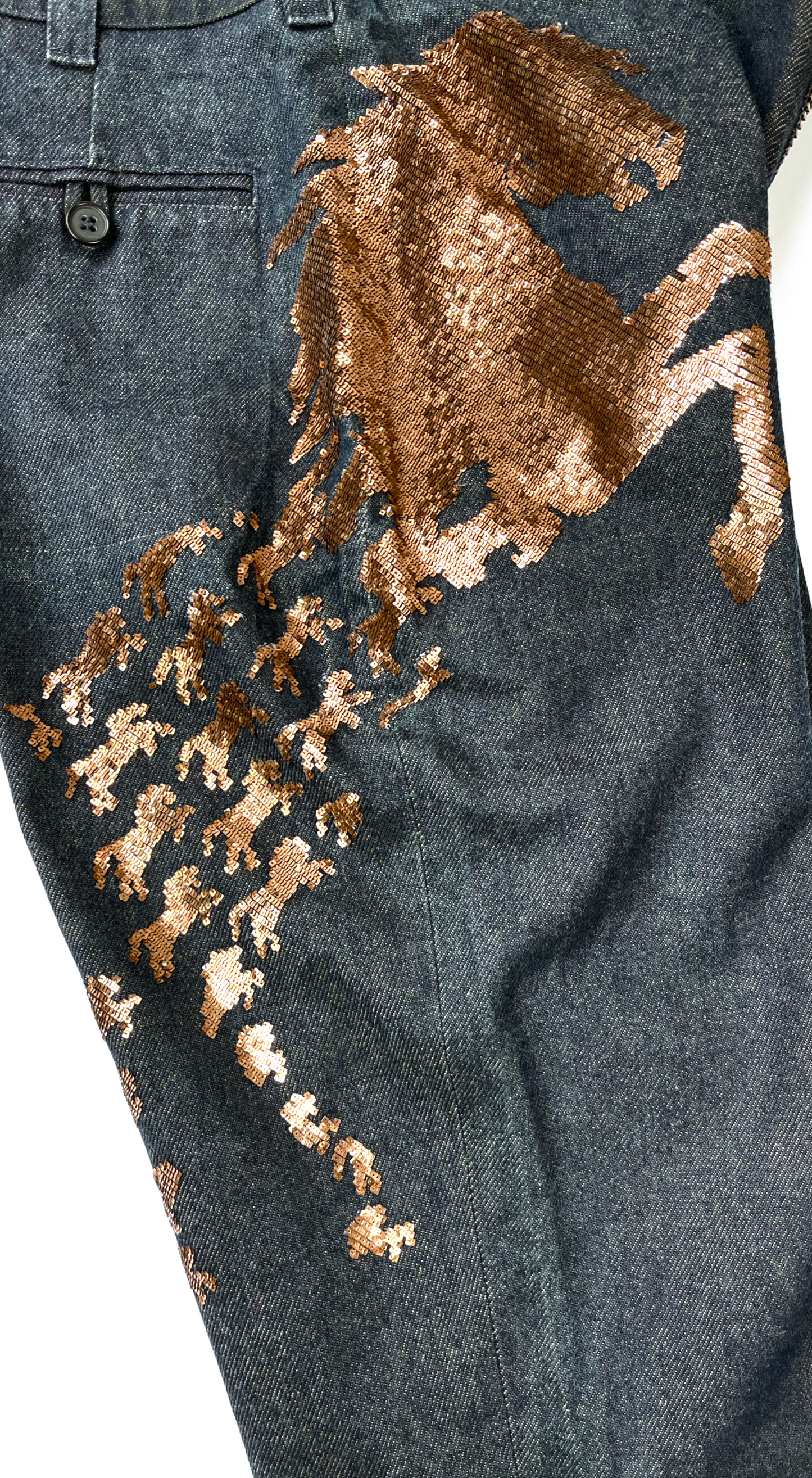 Chloé ~ Runway S/S 2001 flared sequin horse jeans