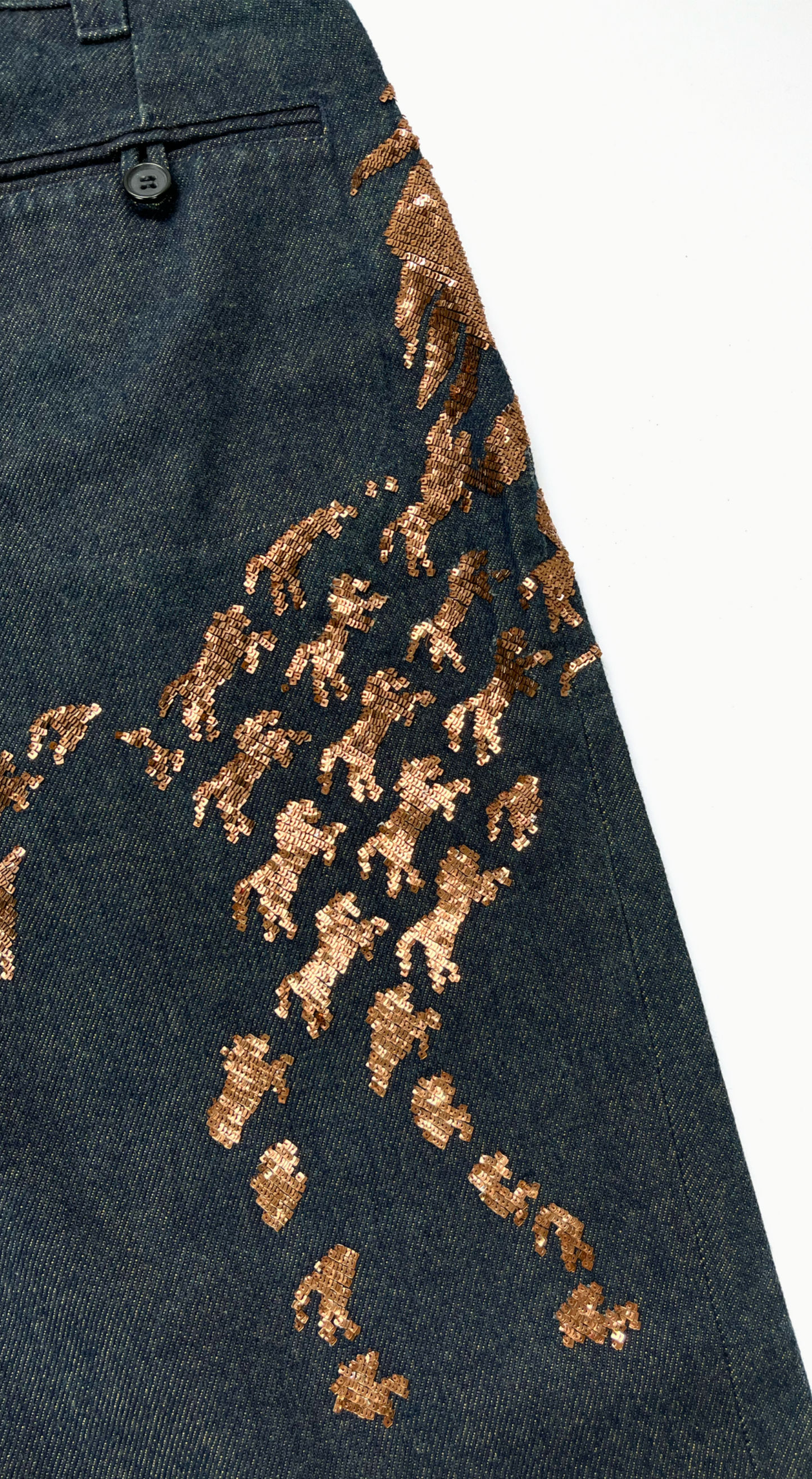 Chloé ~ Runway S/S 2001 flared sequin horse jeans