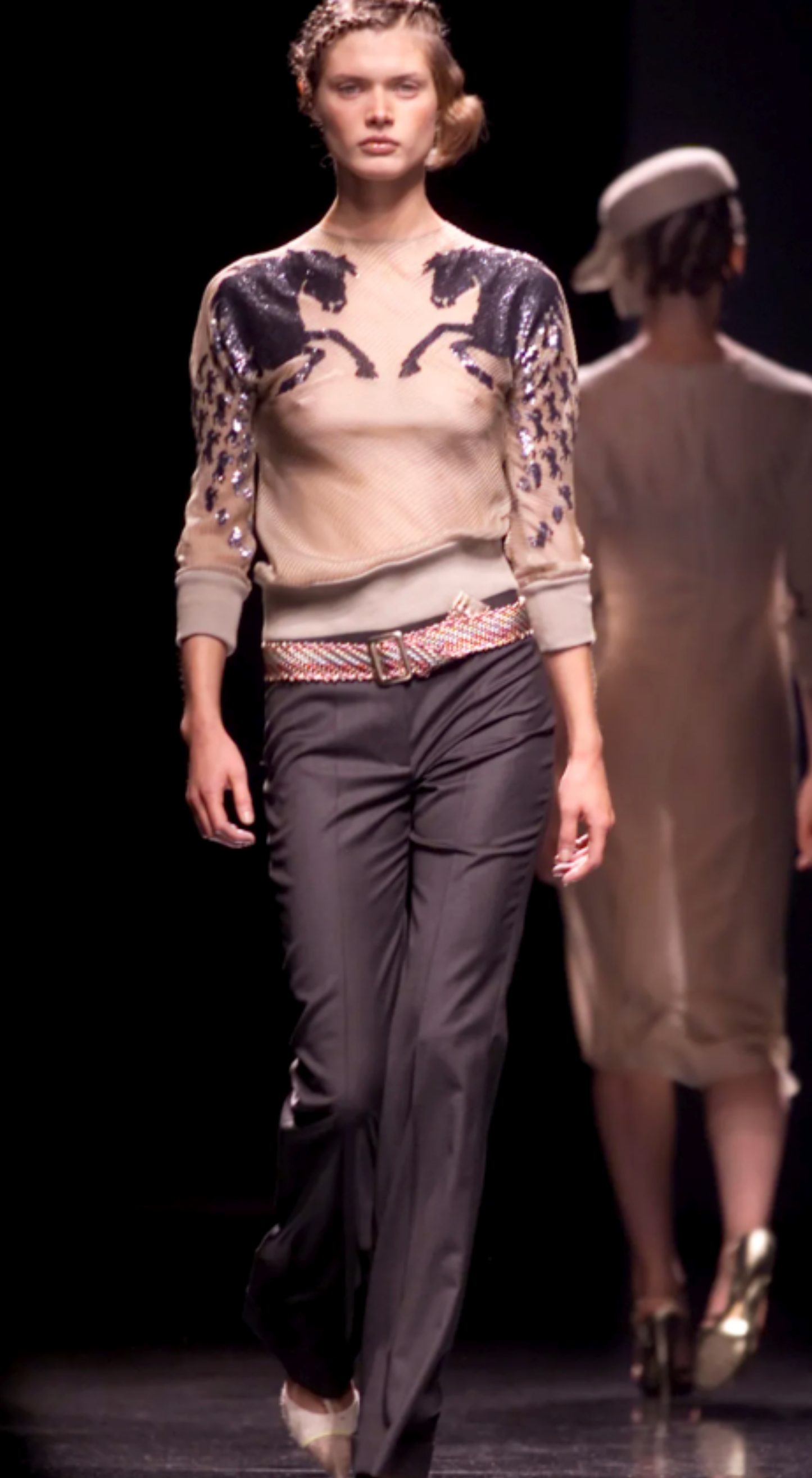 Chloé ~ Runway S/S 2001 flared sequin horse jeans