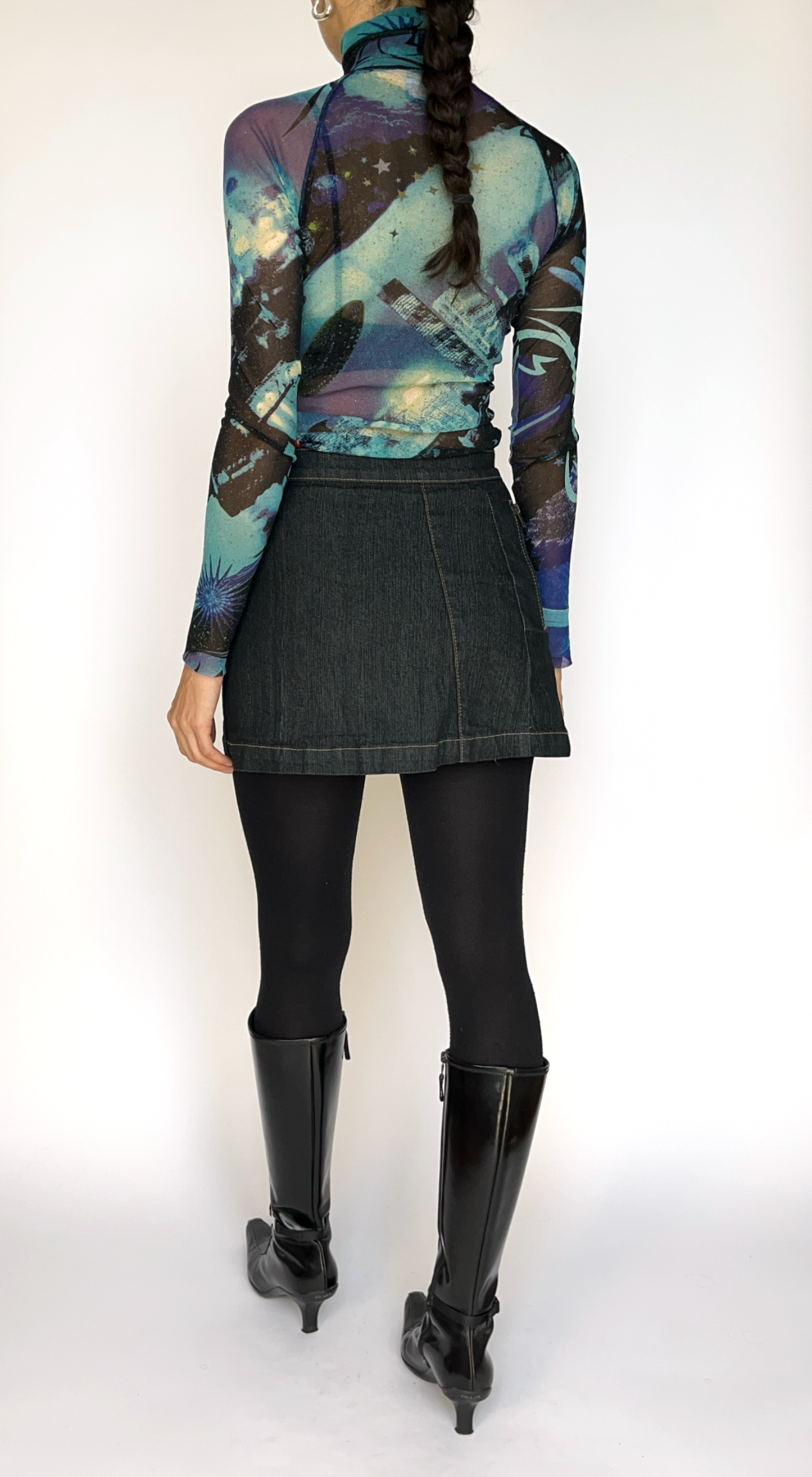 Kenzo ~ Vintage 90s Science Fiction Mesh Turtleneck