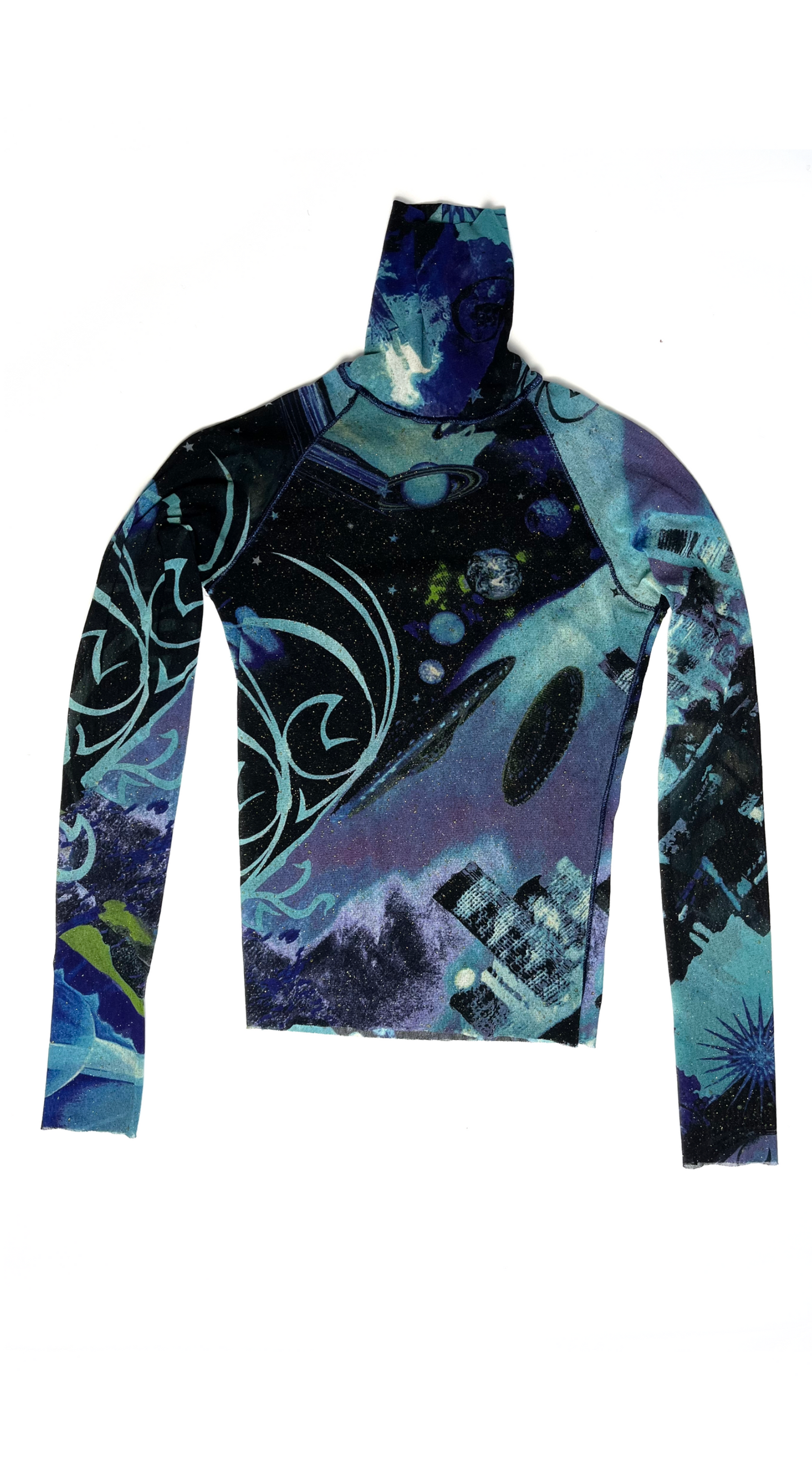 Kenzo ~ Vintage 90s Science Fiction Mesh Turtleneck