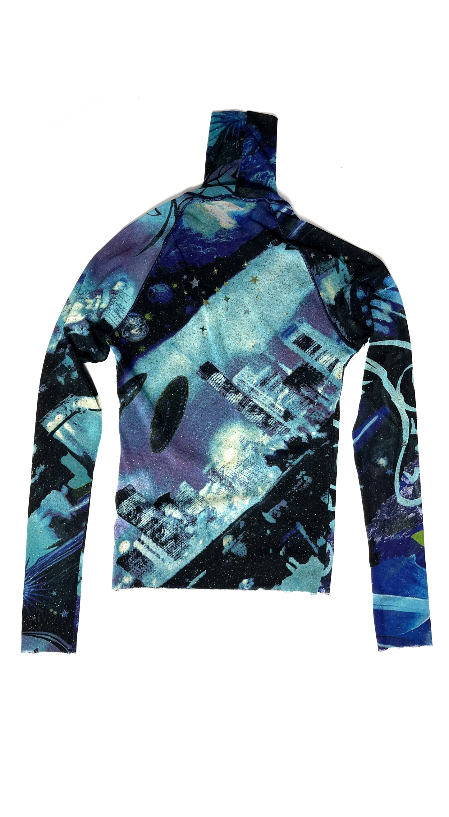 Kenzo ~ Vintage 90s Science Fiction Mesh Turtleneck