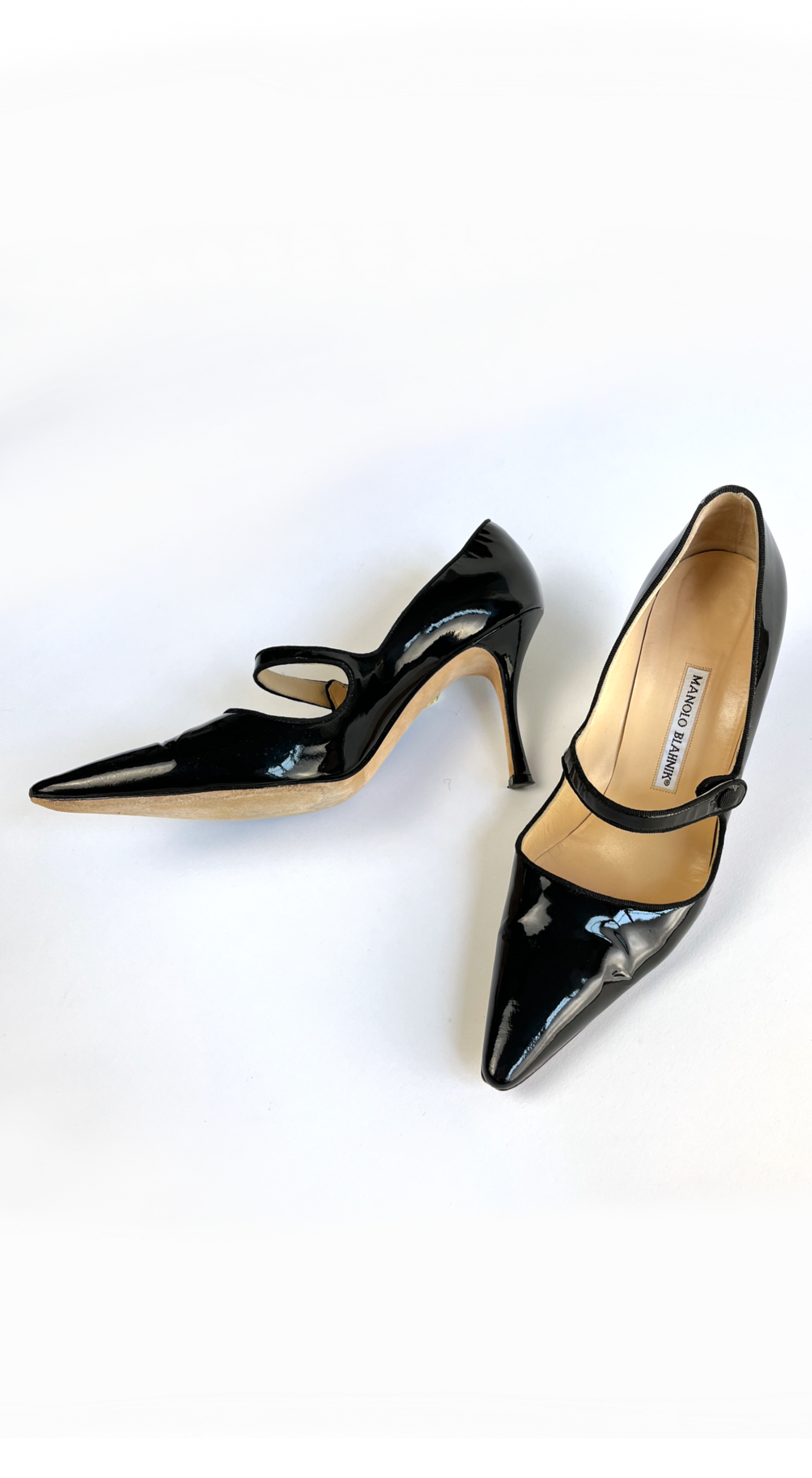 Manolo Blahnik ~ Black Patent Leather Mary Janes