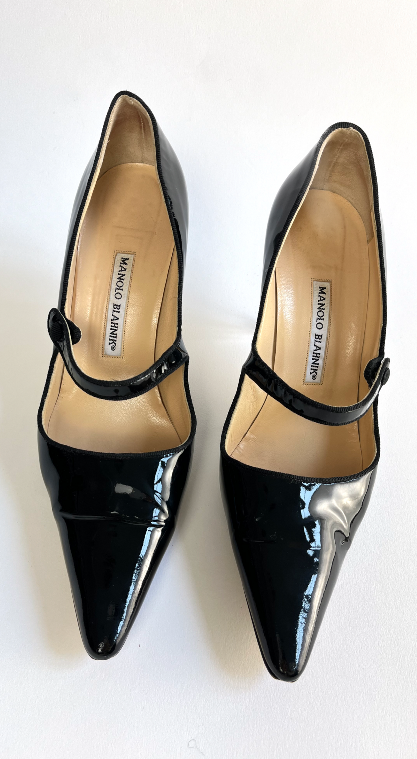 Manolo Blahnik ~ Black Patent Leather Mary Janes