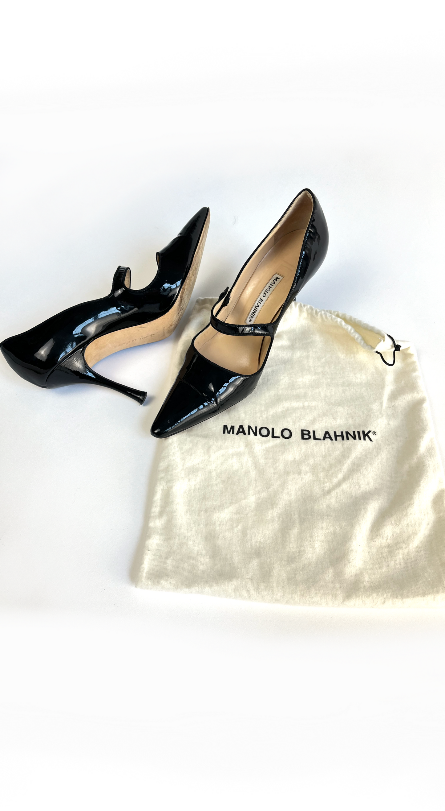 Manolo Blahnik ~ Black Patent Leather Mary Janes