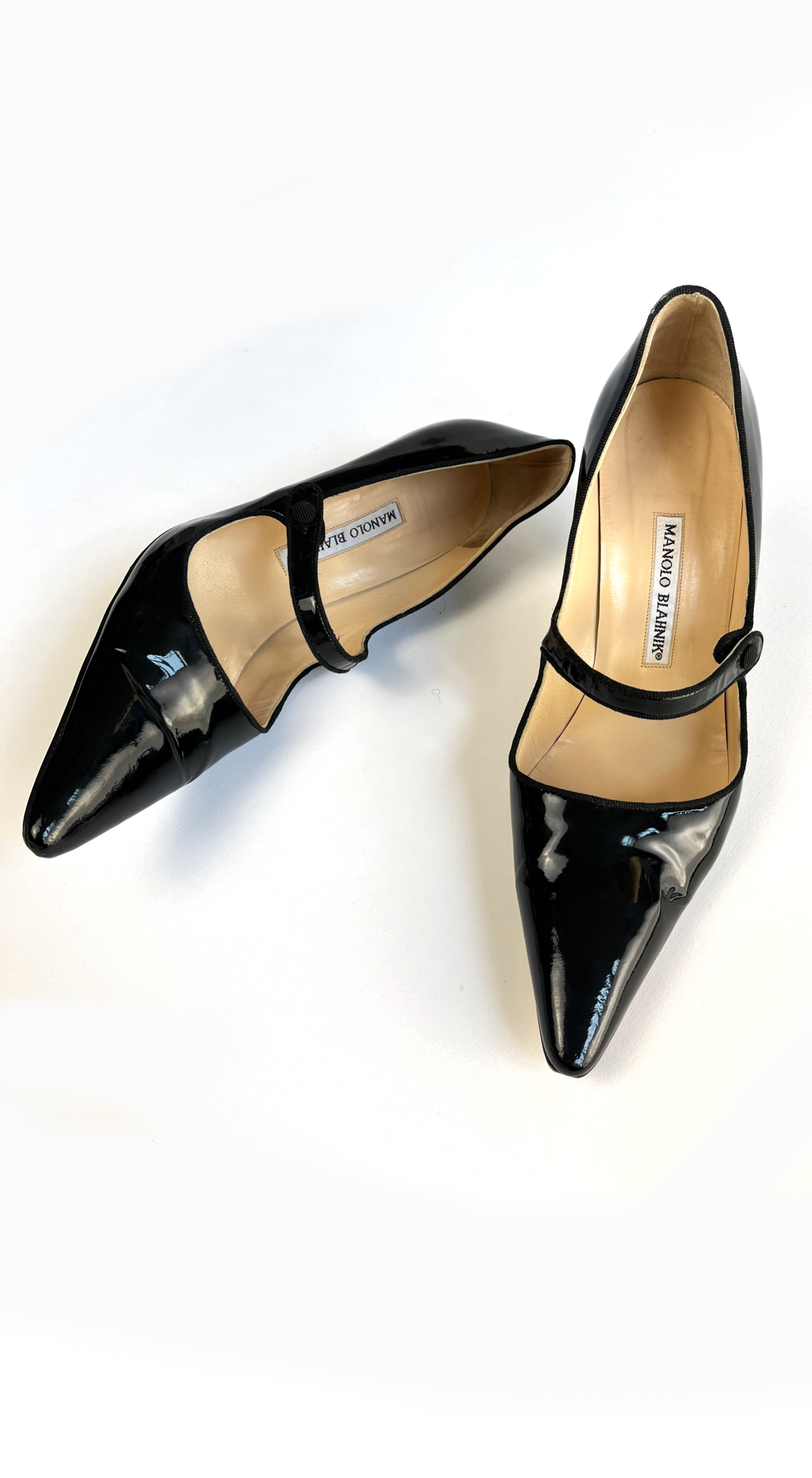 Manolo Blahnik ~ Black Patent Leather Mary Janes
