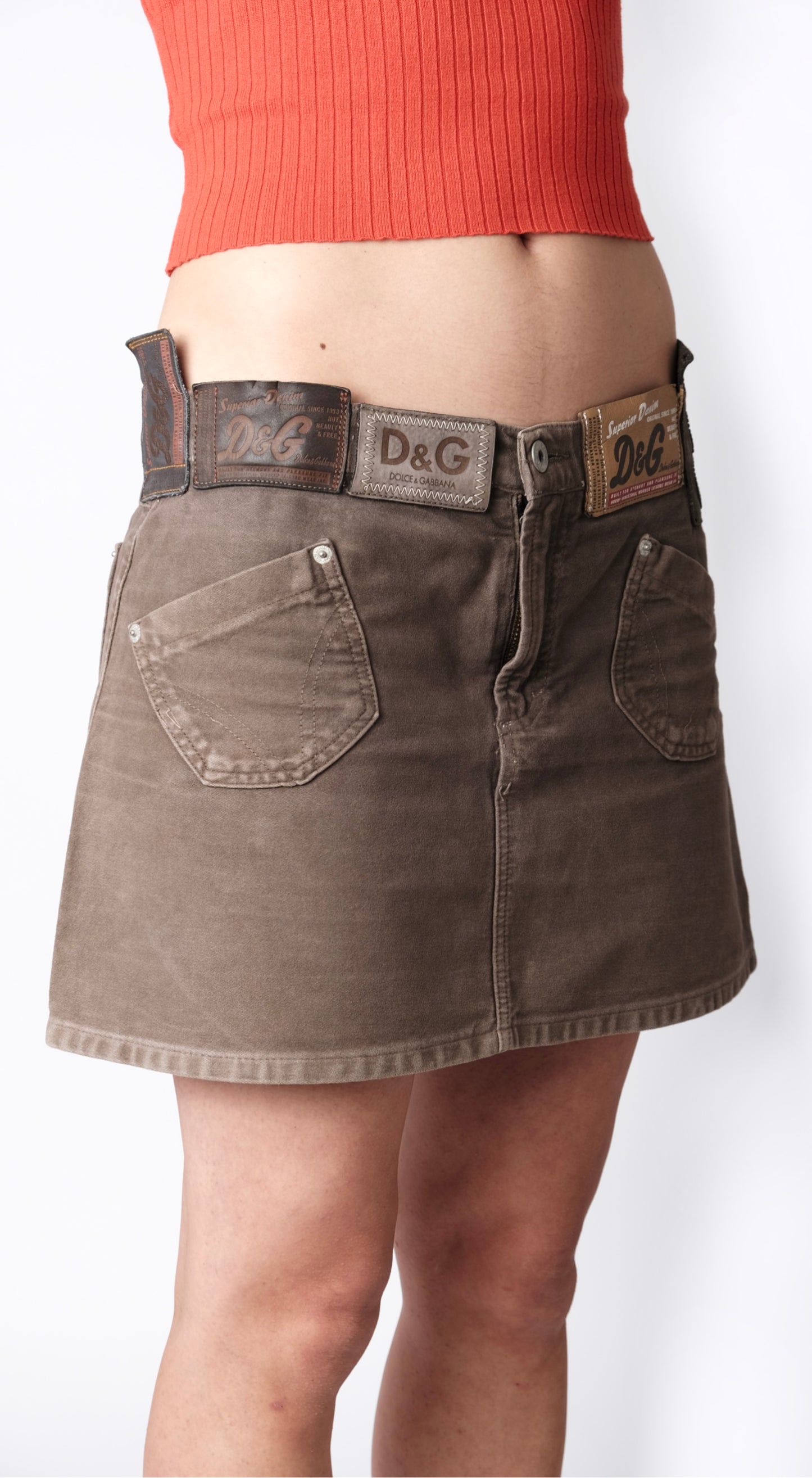 Dolce & Gabbana ~ 2000s Logo Patch Mini Jeans Skirt
