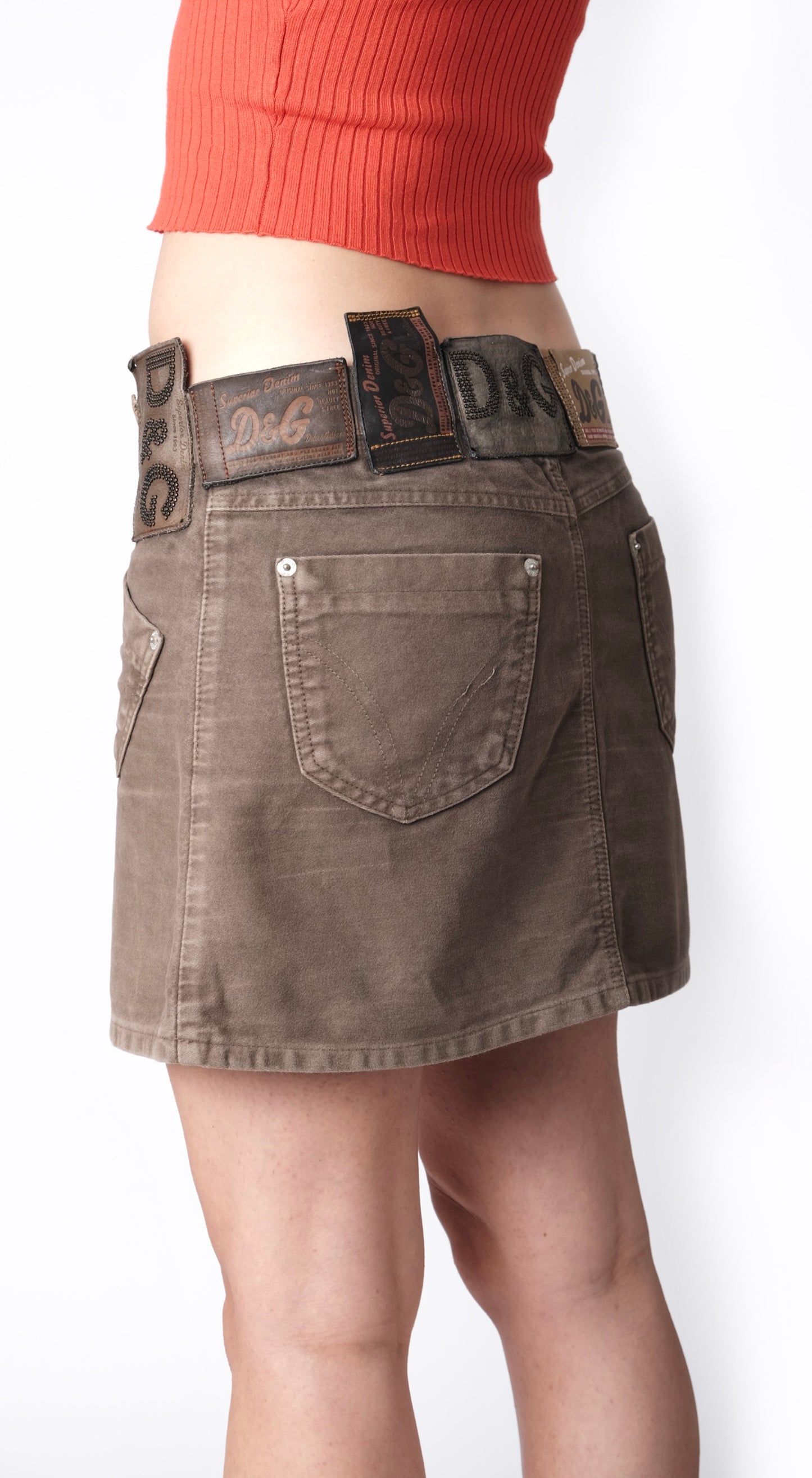 Dolce & Gabbana ~ 2000s Logo Patch Mini Jeans Skirt