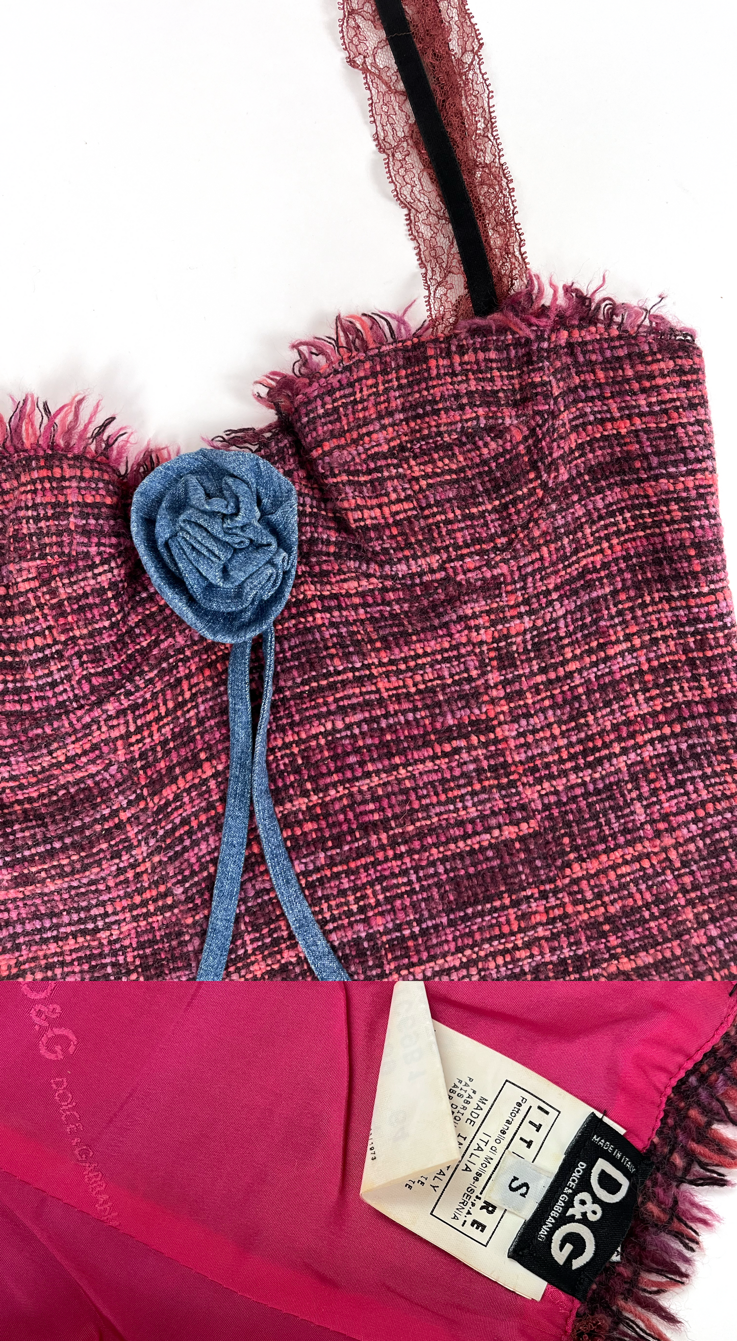 Dolce & Gabbana ~Y2k Rose Tweed Denim Corset