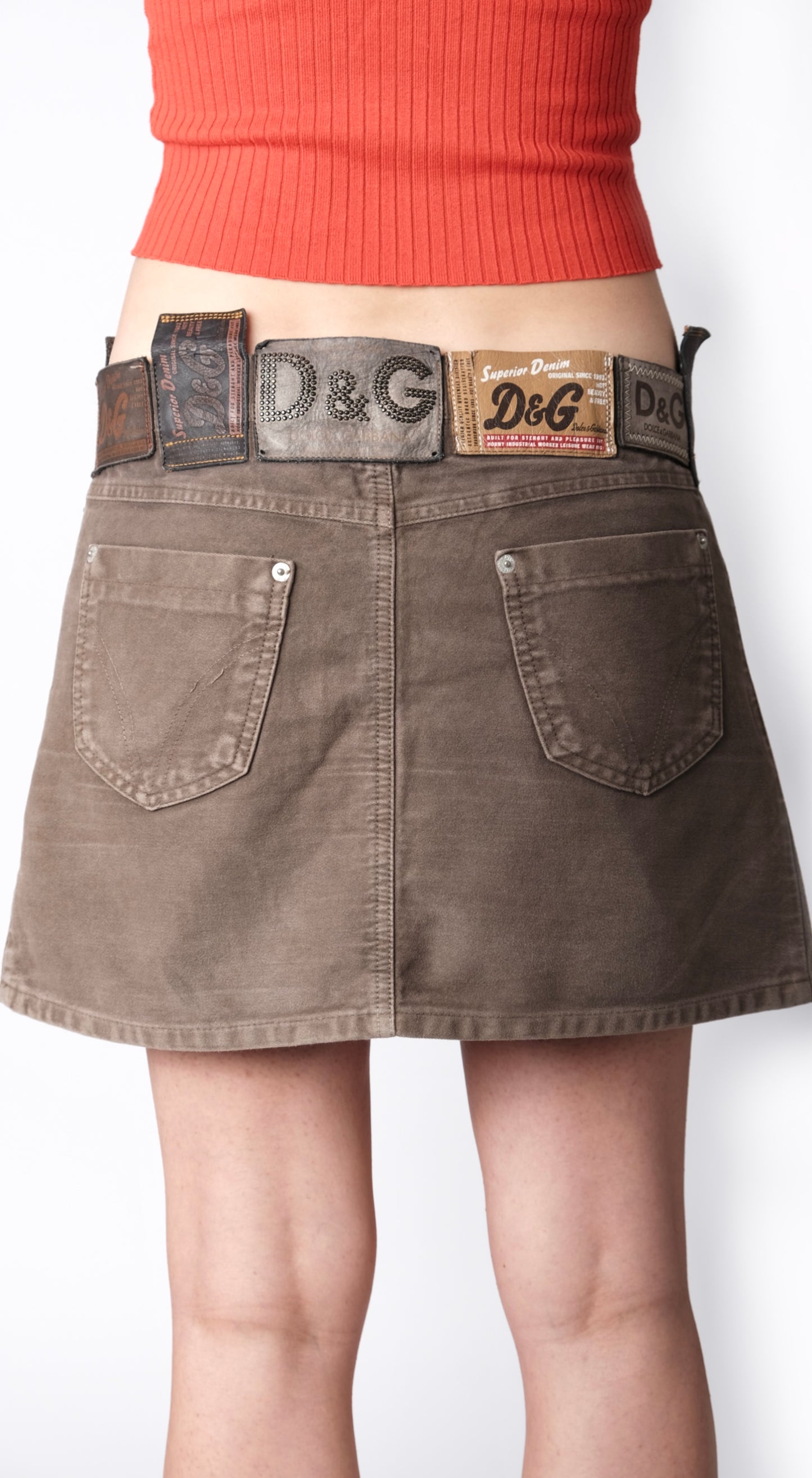 Dolce & Gabbana ~ 2000s Logo Patch Mini Jeans Skirt
