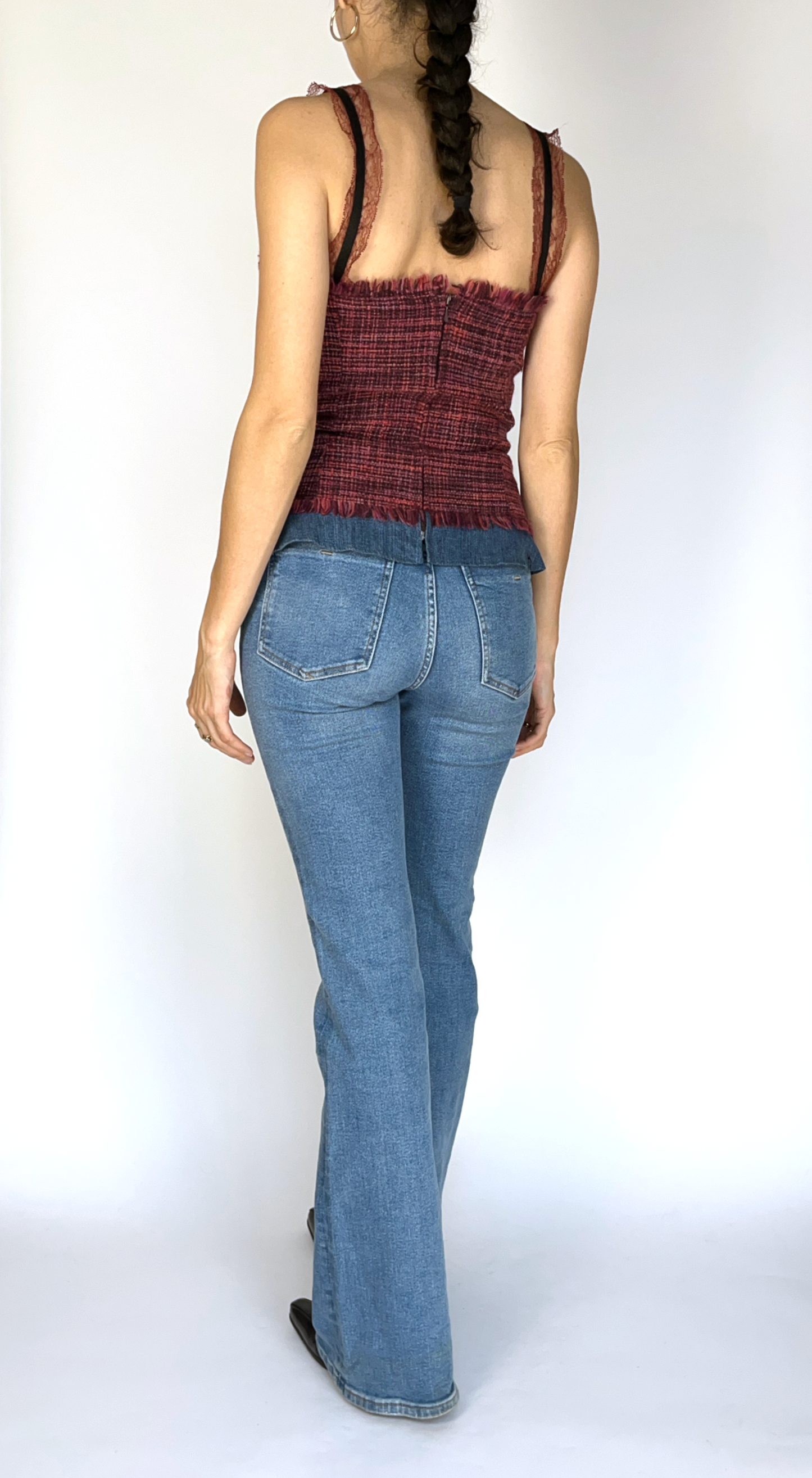Dolce & Gabbana ~Y2k Rose Tweed Denim Corset