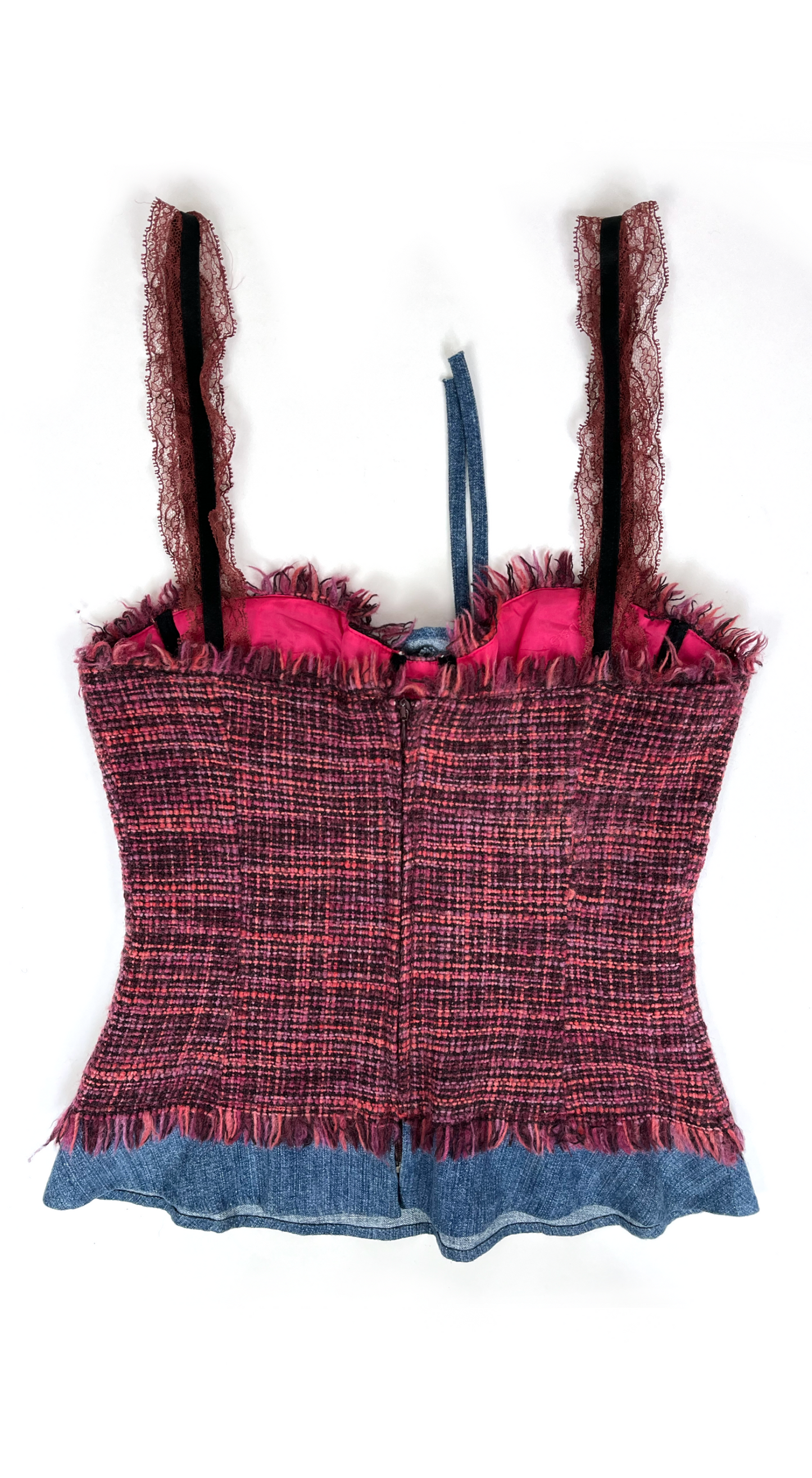 Dolce & Gabbana ~Y2k Rose Tweed Denim Corset