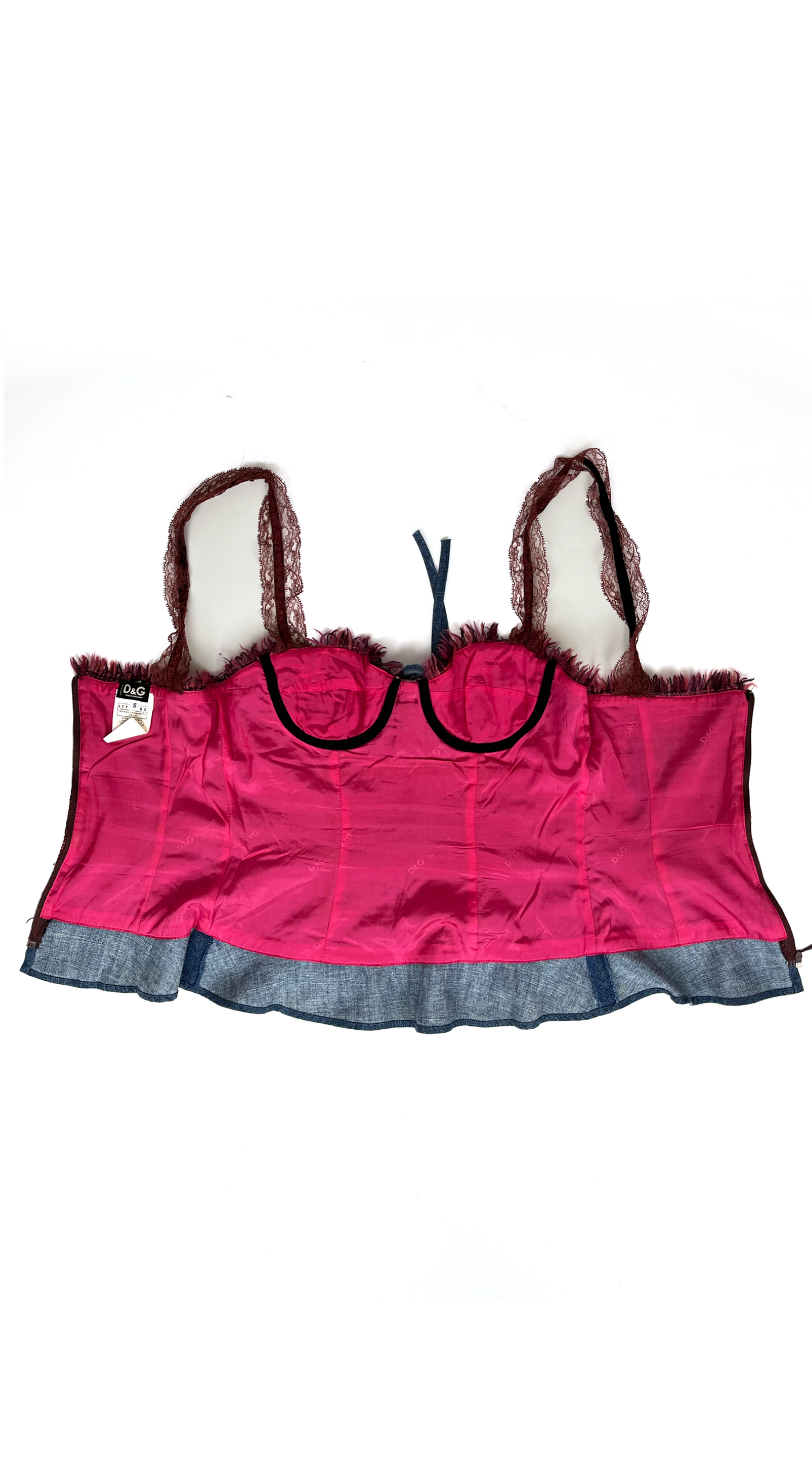 Dolce & Gabbana ~Y2k Rose Tweed Denim Corset
