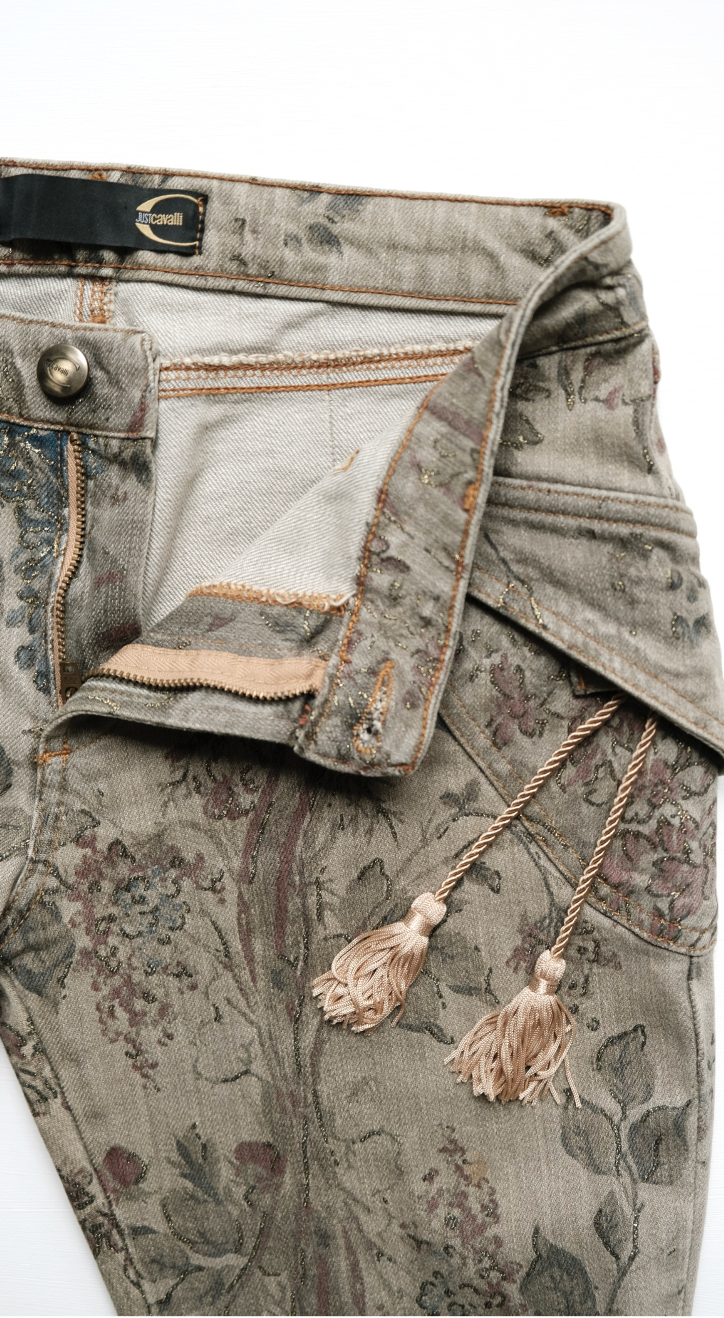 Roberto Cavalli ~ 2000s Grey Floral Pants
