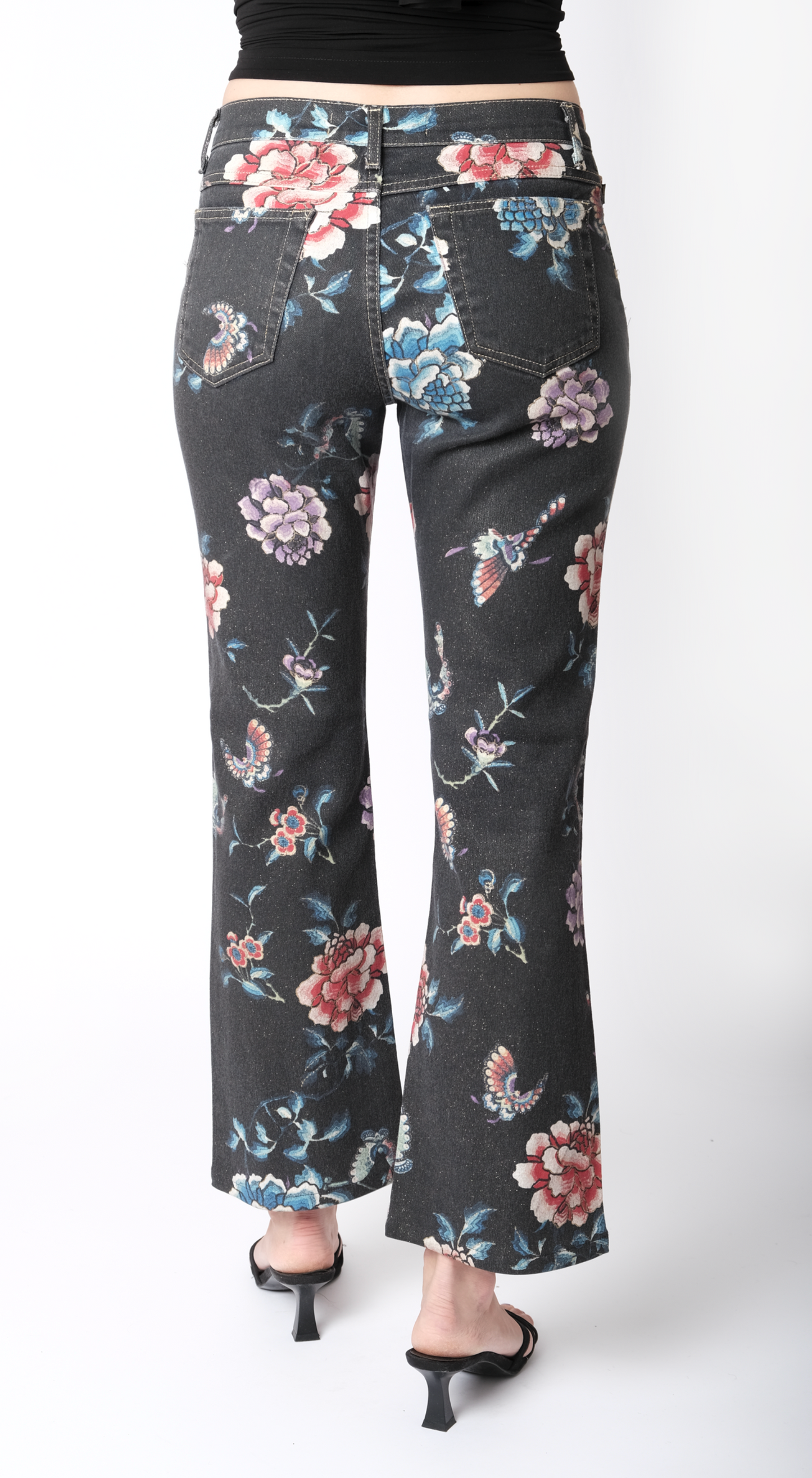 Roberto Cavalli ~ 2000s Black Floral Pants