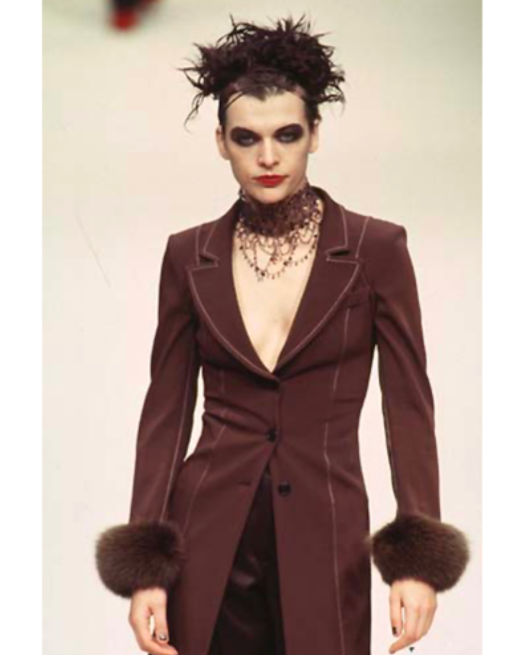 Anna Molinari ~ F/W 1997 Vintage Brown Fur Trim and Collar Coat