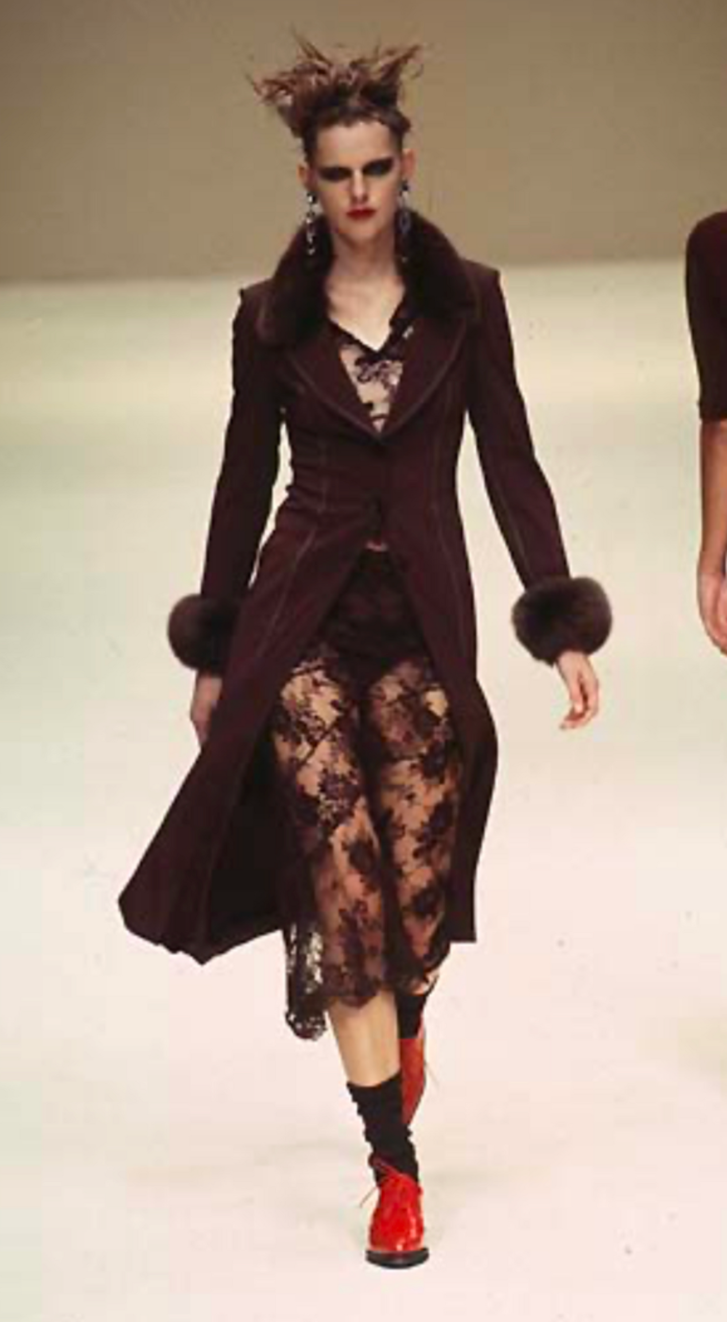 Anna Molinari ~ F/W 1997 Vintage Brown Fur Trim and Collar Coat