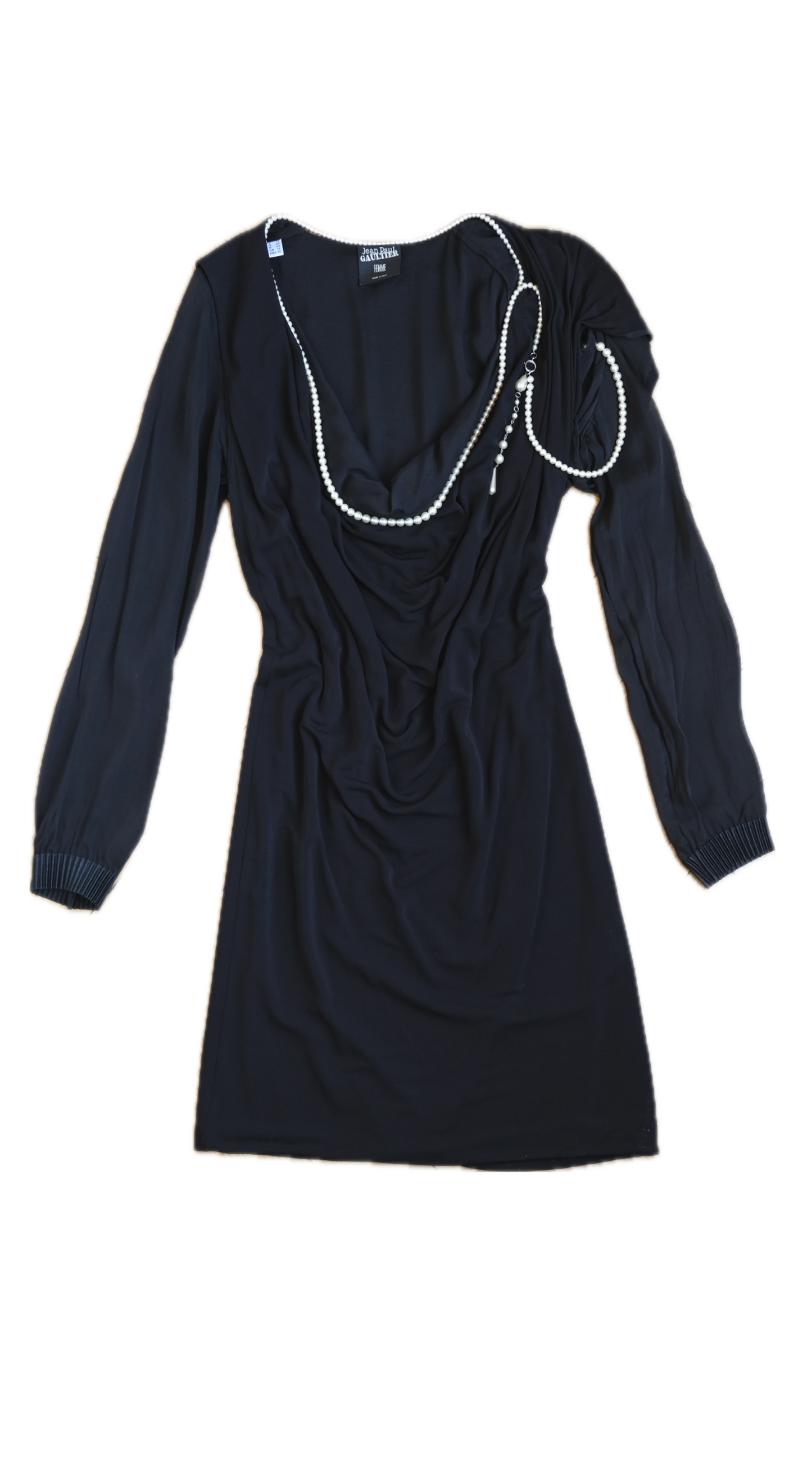 Jean Paul Gaultier ~ 2000s Plunging Neckline Dress with Pearl Collar