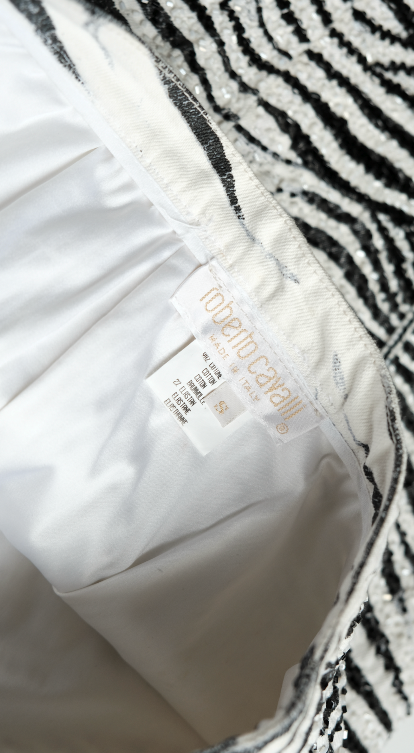 Roberto Cavalli Runway SS 2000 Zebra Print Beaded Skirt & Top Set