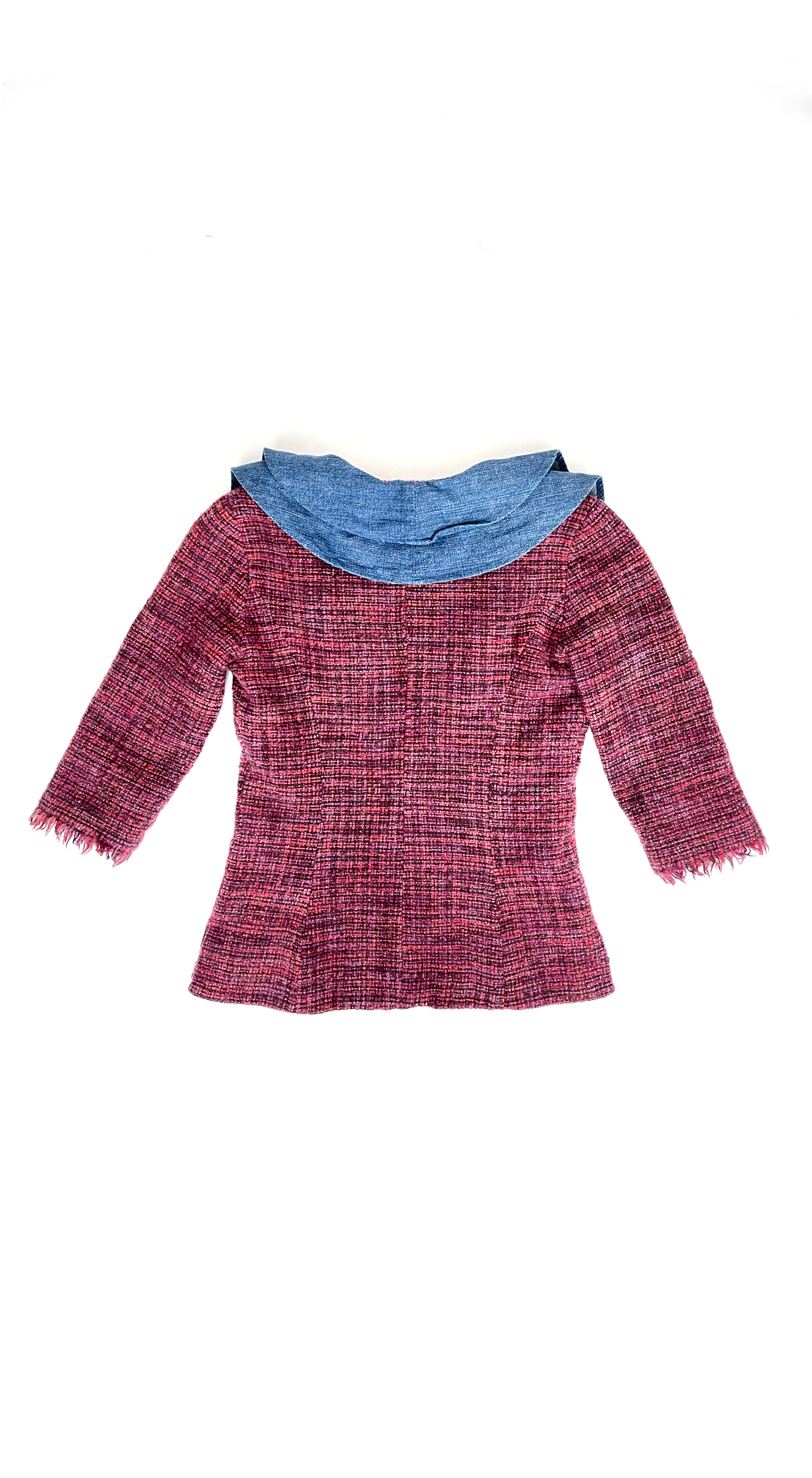 Dolce & Gabbana ~ Y2k Pink Tweed Denim Ruffle Jacket