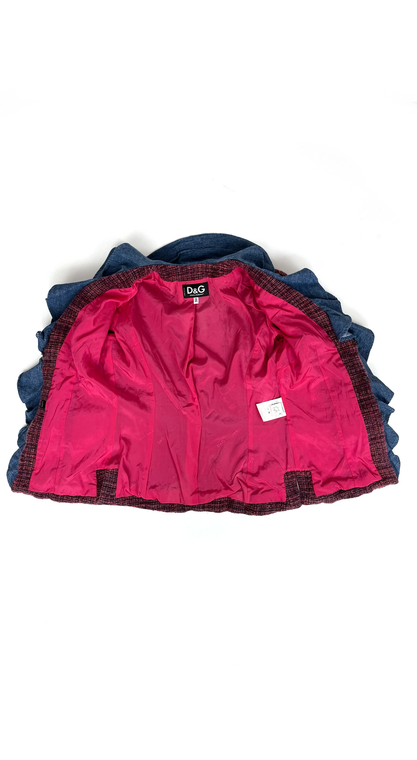 Dolce & Gabbana ~ Y2k Pink Tweed Denim Ruffle Jacket