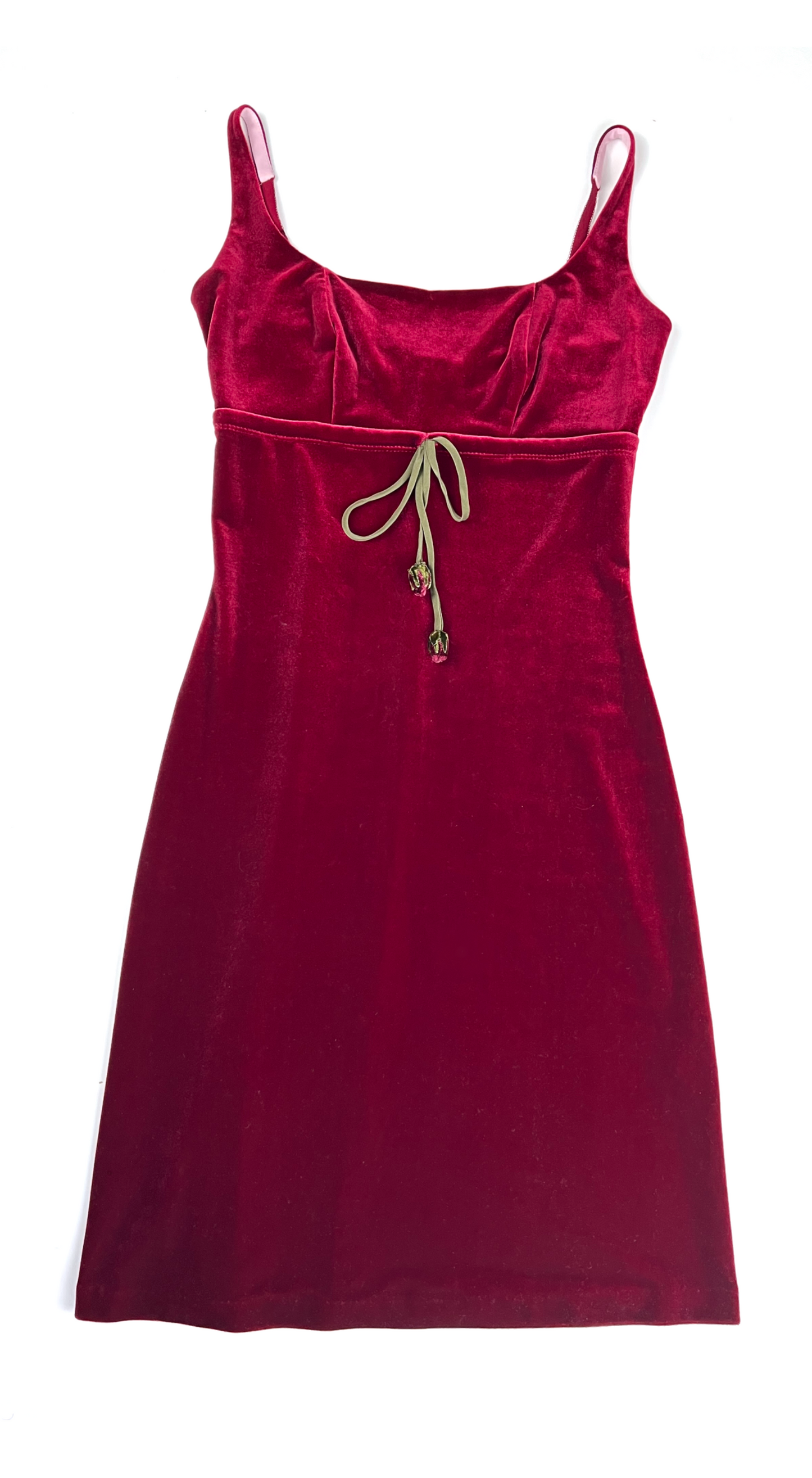 Betsey Johnson ~ 1990s Romantic Burgundy Velvet Etui Rosebud Dress