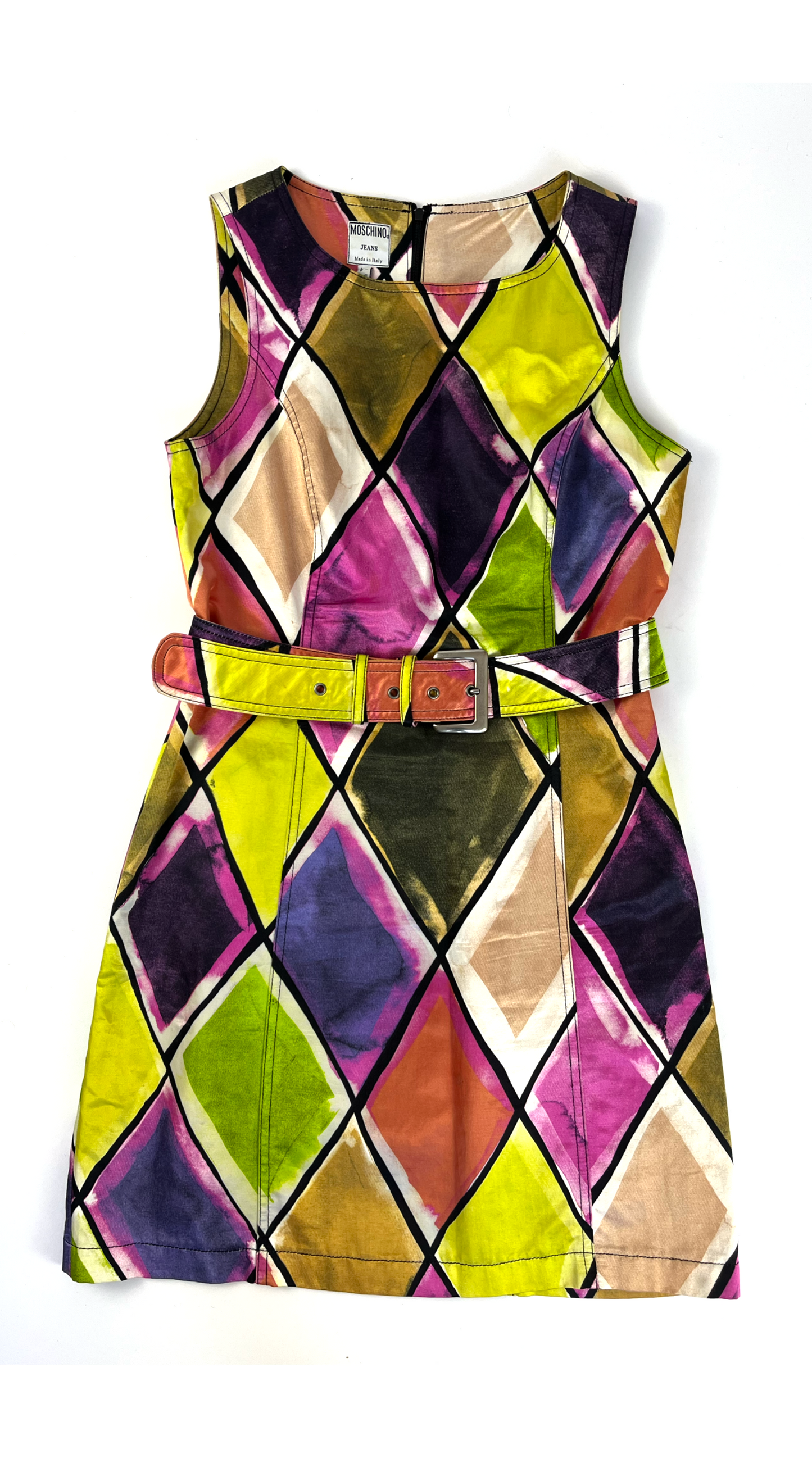 Moschino ~ 1990s Fran Drescher Harlequin Dress
