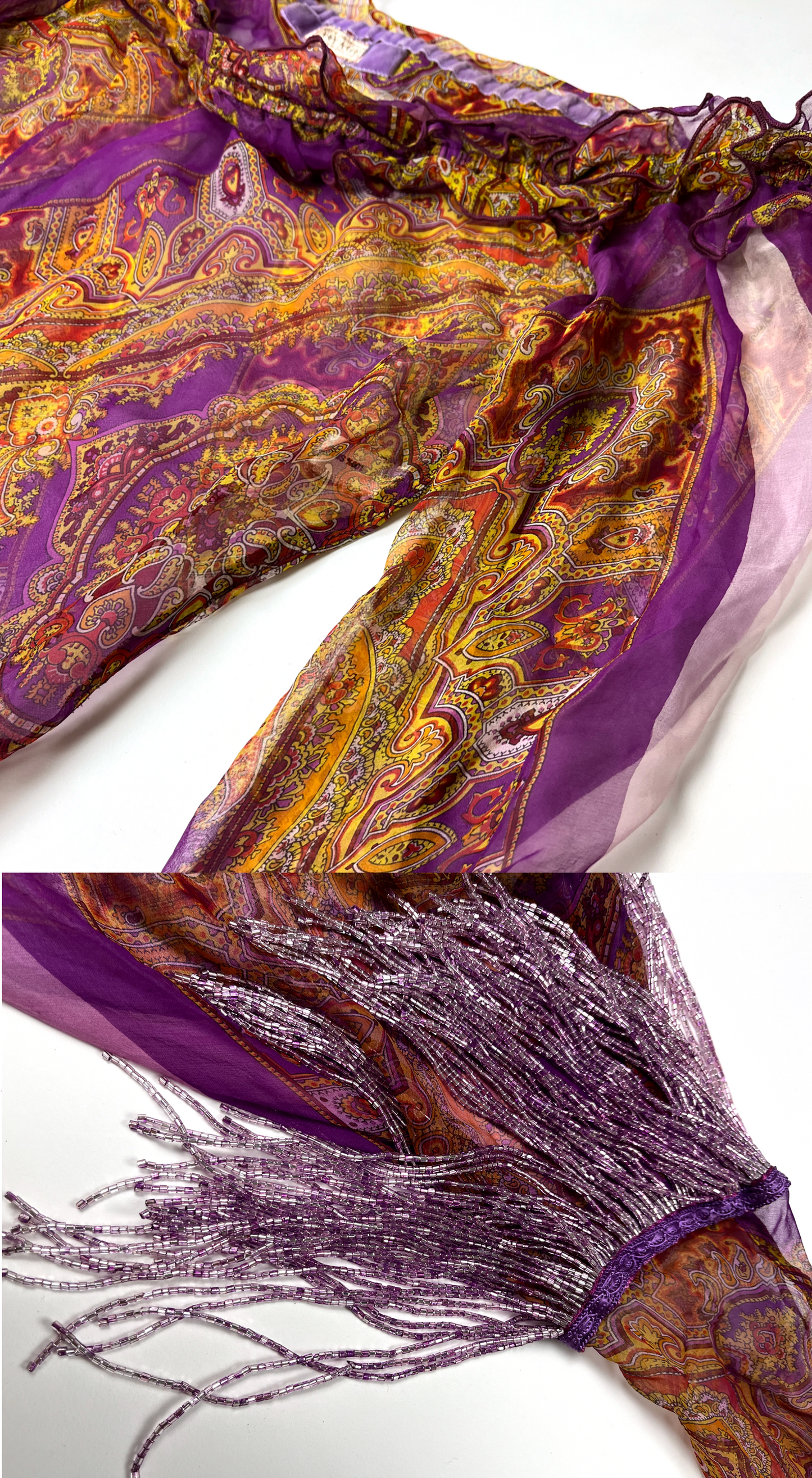 Invest in the Original Voyage 2000s Silk Beaded Off-Shoulder Blouse