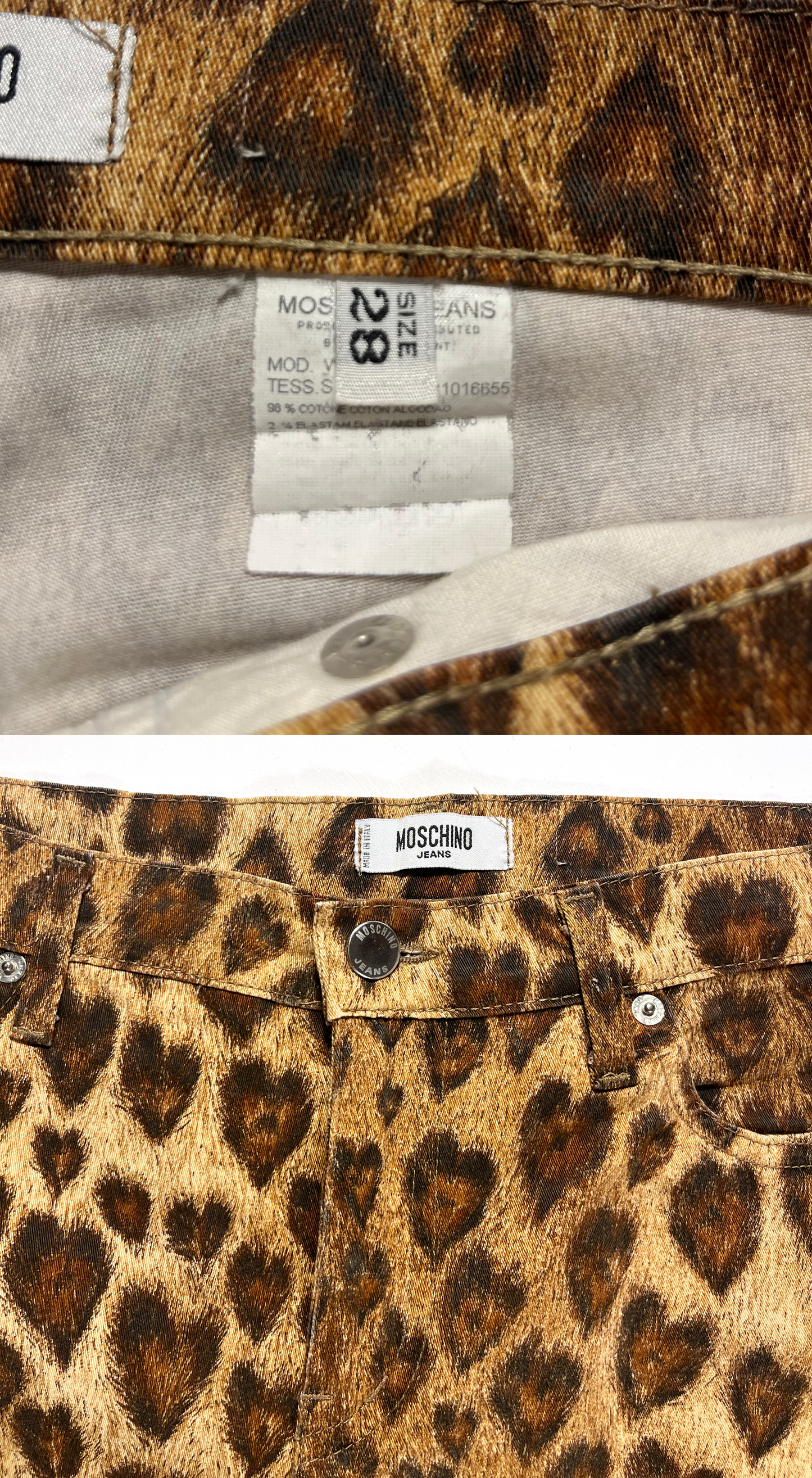 Moschino ~ 1990s Leopard Heart Print Pants