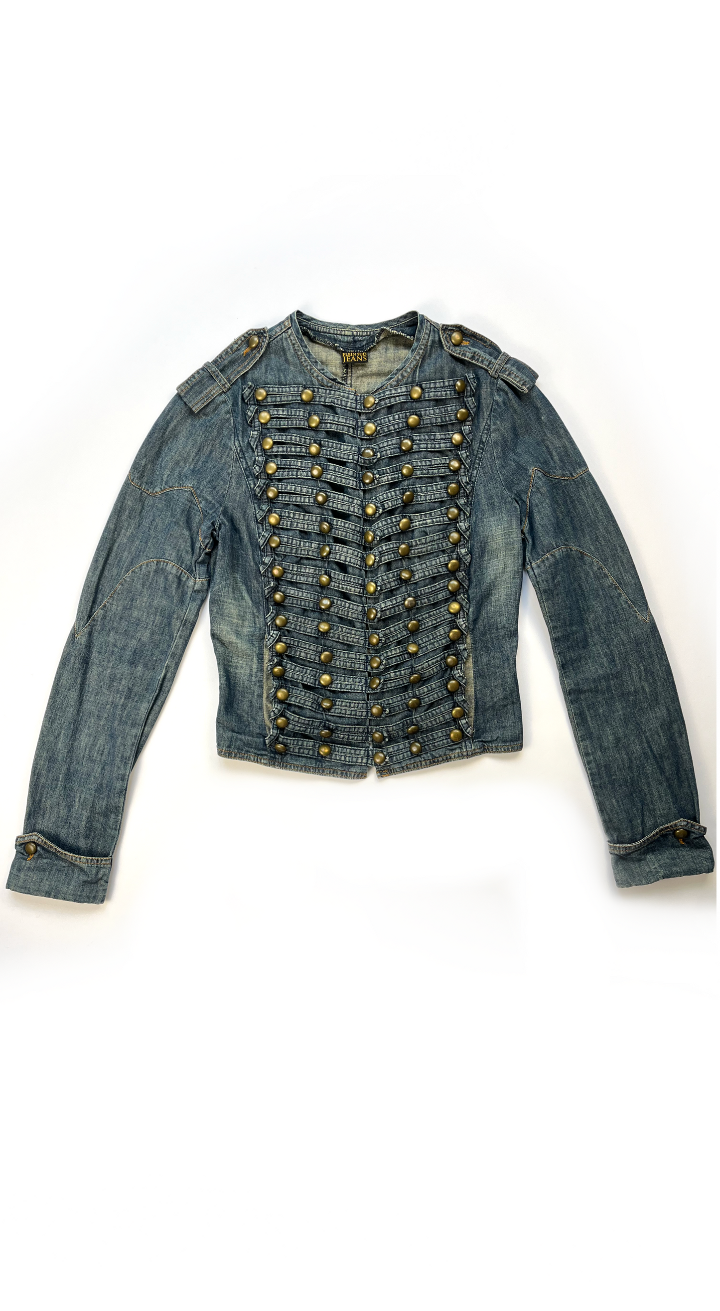 PLEIN SUD ~ 2000s Military-Style Jacket with Brass Buttons