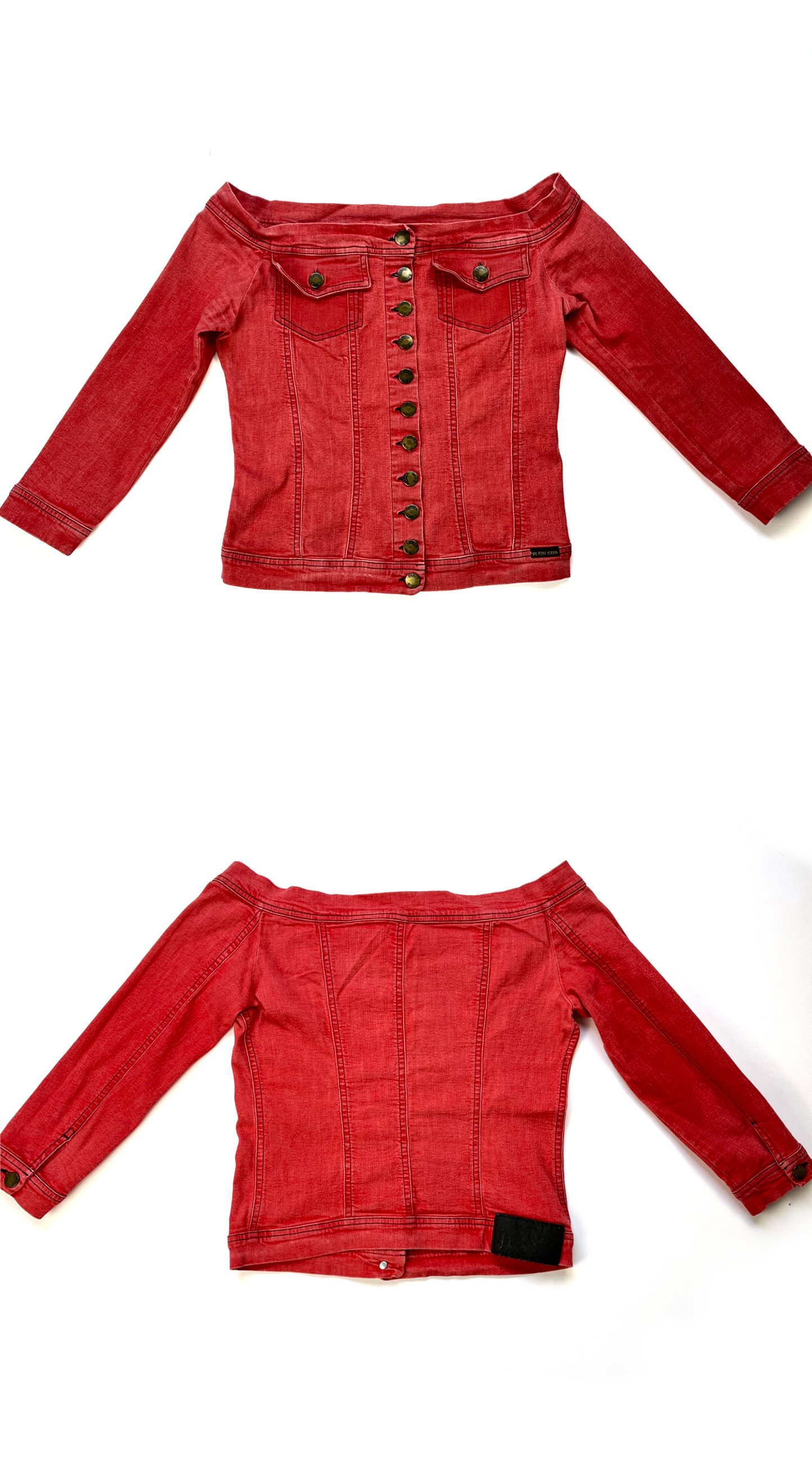 PLEIN SUD ~ Y2k Off-Shoulders Buttoned Denim Top